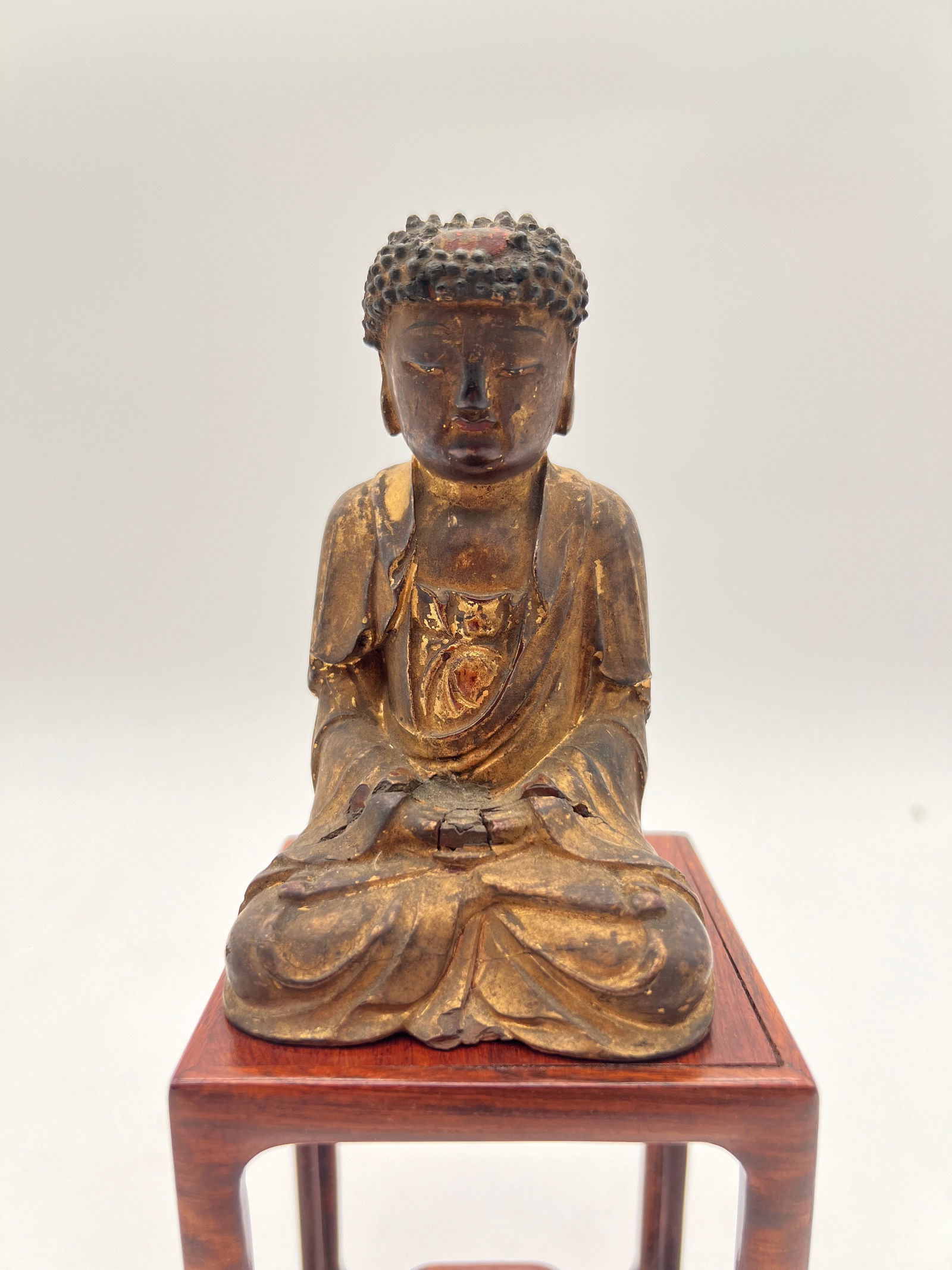 A Chinese gilt wood Buddha statue (1 of 7)