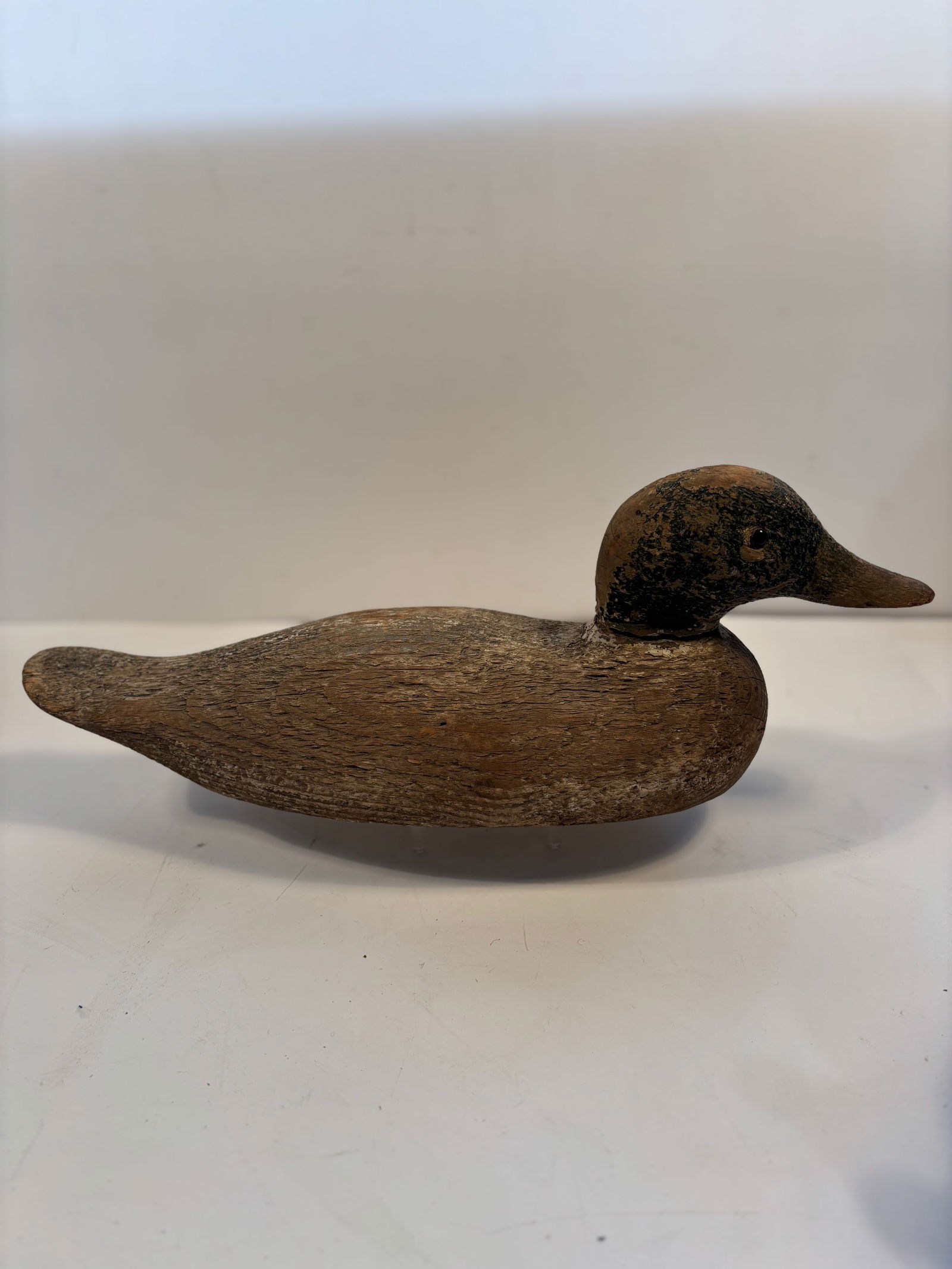 Antique Hand-Carved Wooden Duck Decoy – Canvasback Style, Initialed HF (1 of 7)