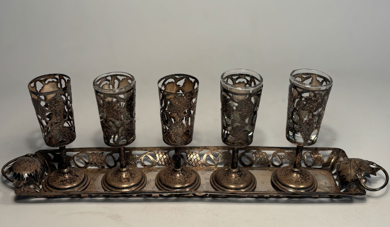 A set of Mexican Sterling Silver Cordial Serving Set for five (1 of 18)