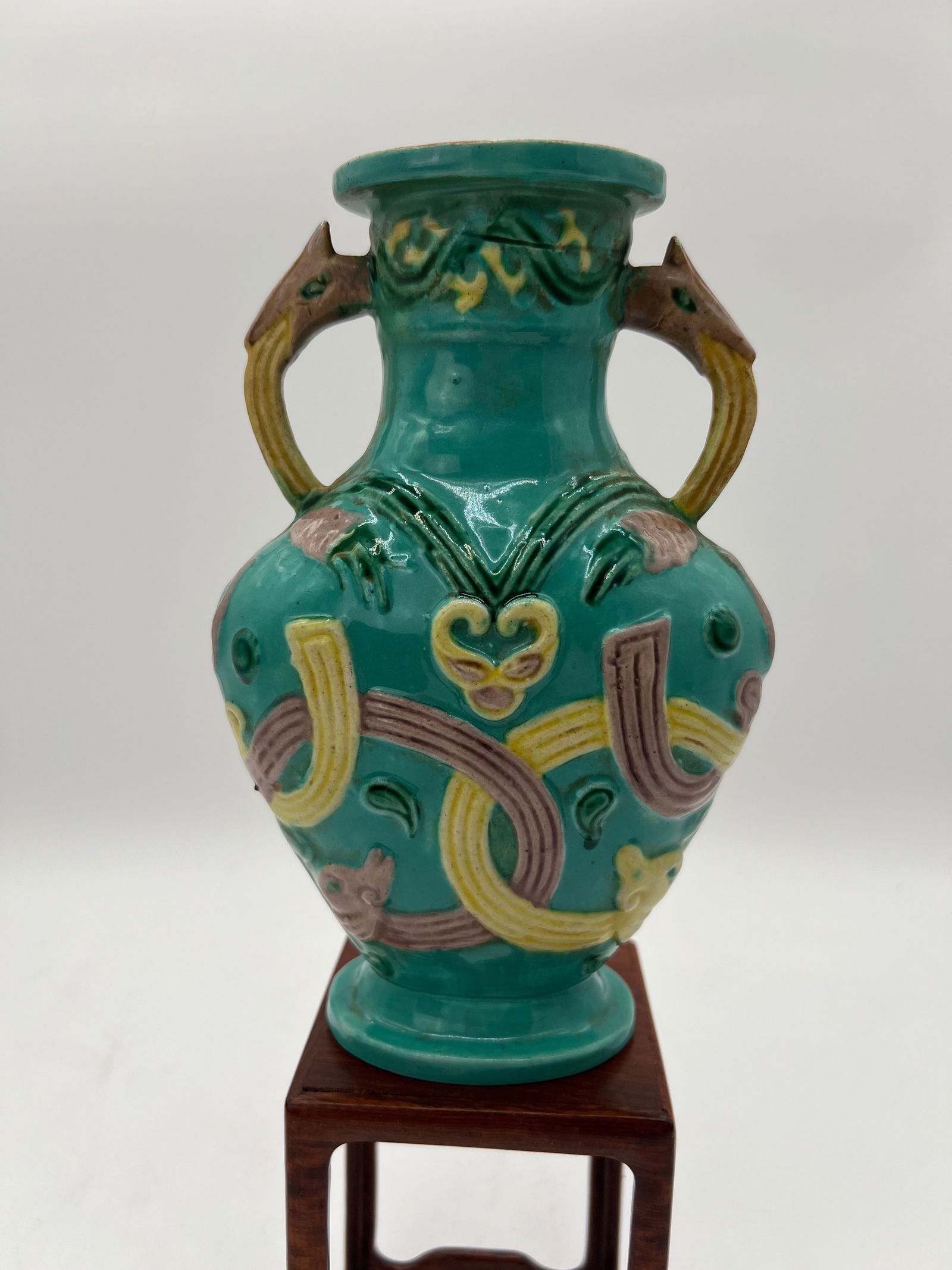 A Chinese Majolica porcelain Urn Vase with two handles (1 of 6)