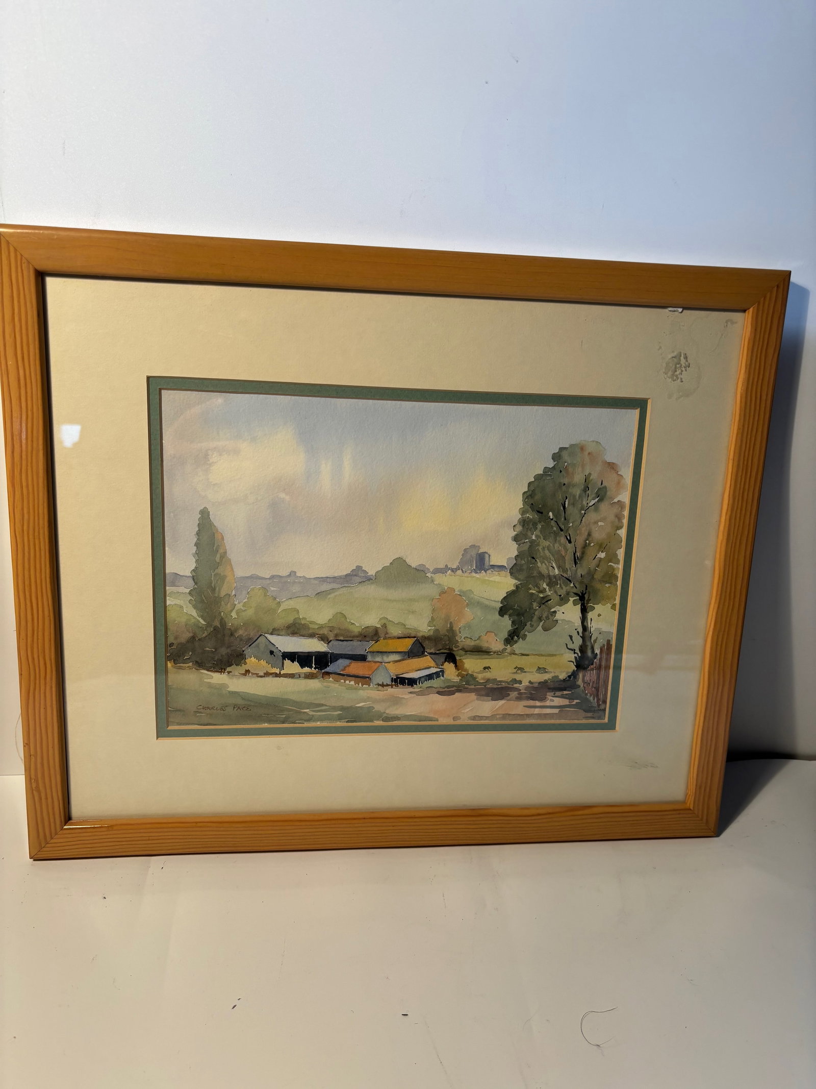 A WATER COLOR" Countryside scene" PAINTING by Charles Pace: Charles Pace is an established American fine artist, illustrator, and designer whose works are held in private and permanent collections worldwide. Measures of frame:17.5" x 14.5"