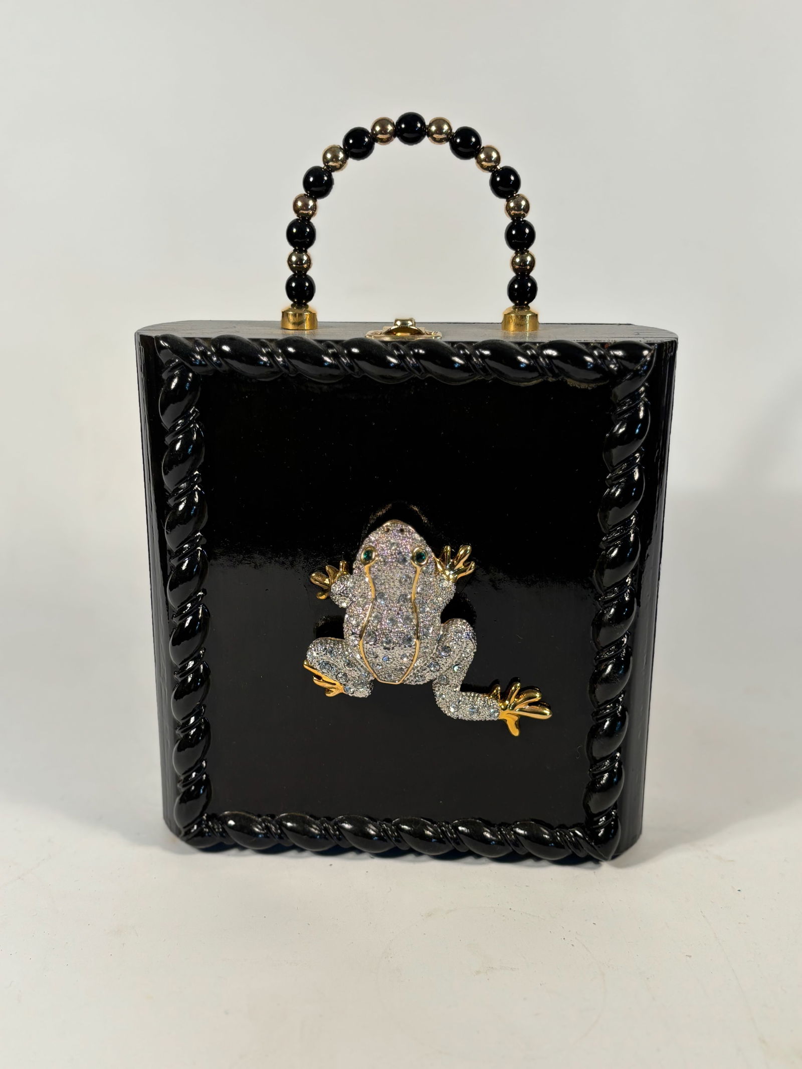 A Spanish Designer Handbag from Lonsdales  – Beaded Handle & Rhinestone Frog Appliqué (1 of 8)