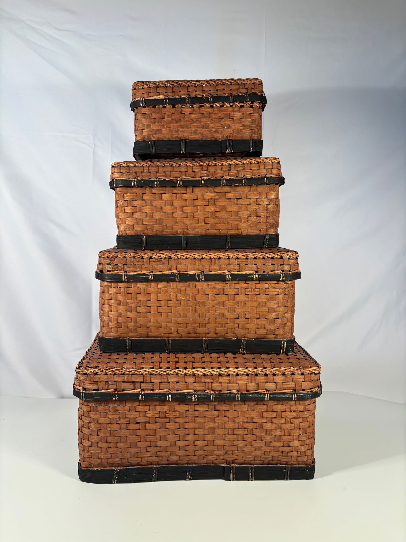 Set of 4 Japanese Handwoven Rattan Boxes (1 of 8)