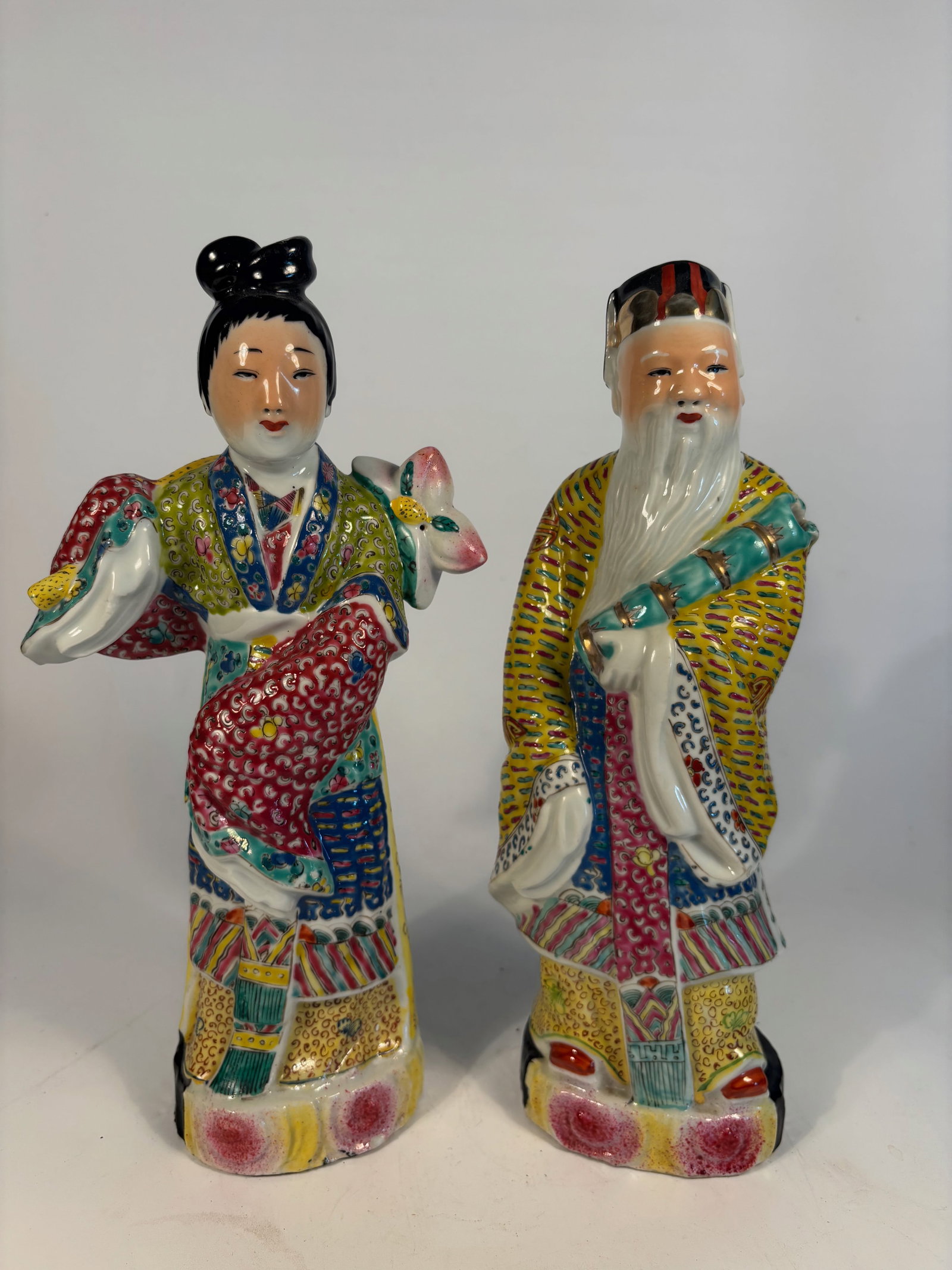 Pair of Chinese  Famille Rose Porcelain Immortal Figurines (1 of 11)