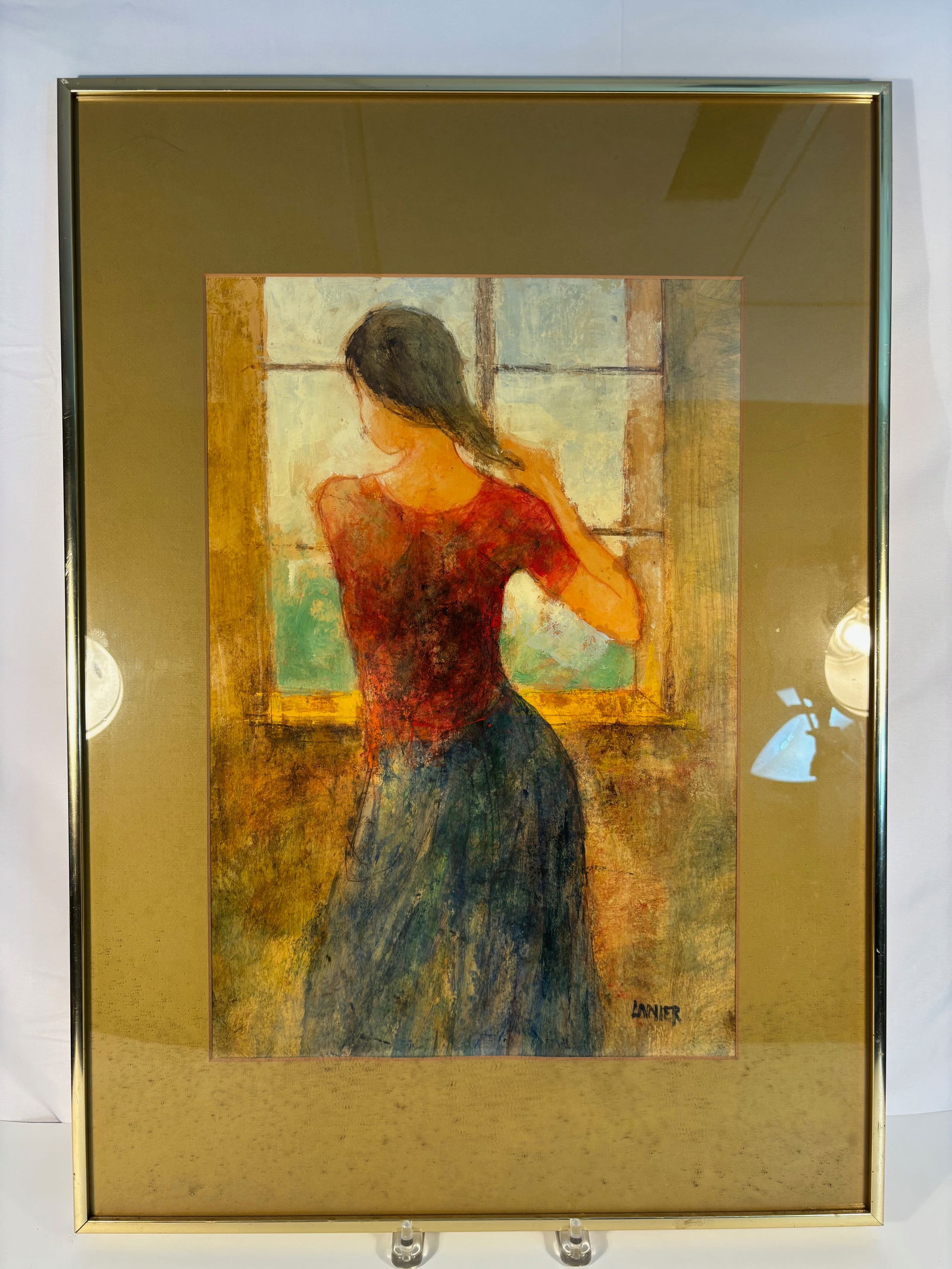 Charles Lanier (American, B. 1938) Oil Painting Portrait of Young Girl, Oil on canvas, signed Lanier (1 of 7)