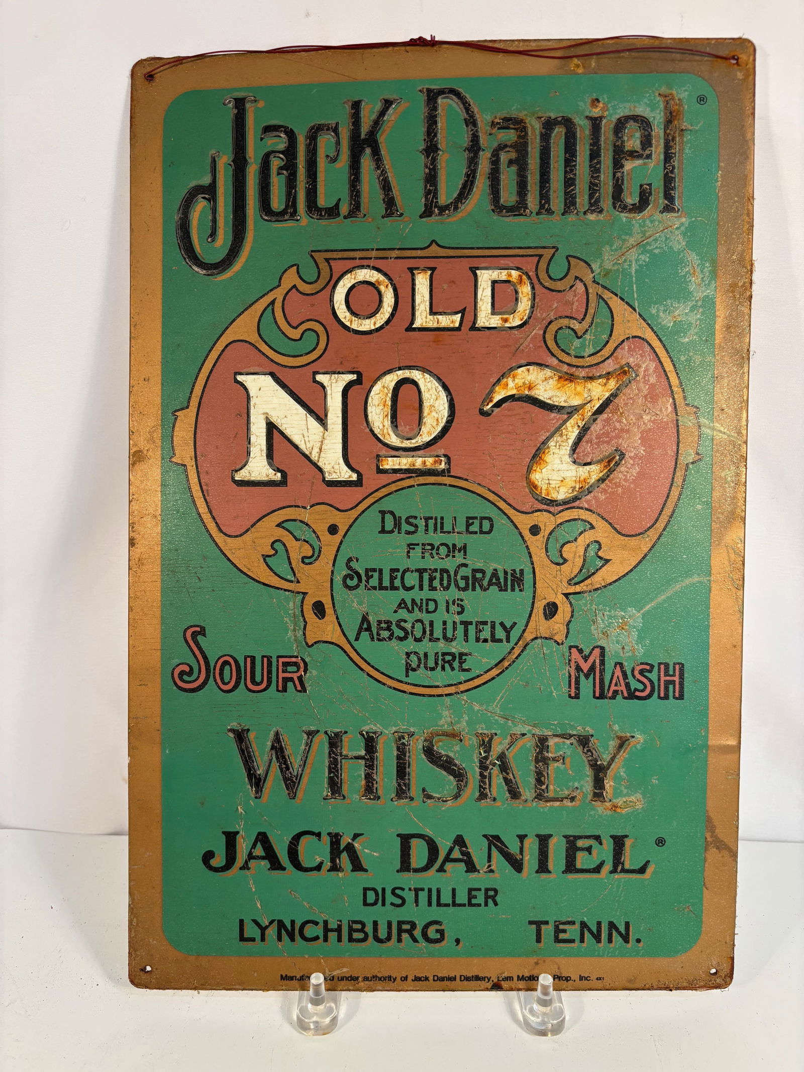 Original Jack Daniel’s “Old No. 7 Sour Mash Whiskey?? Embossed Tin Advertising Sign, ca. (1 of 7)