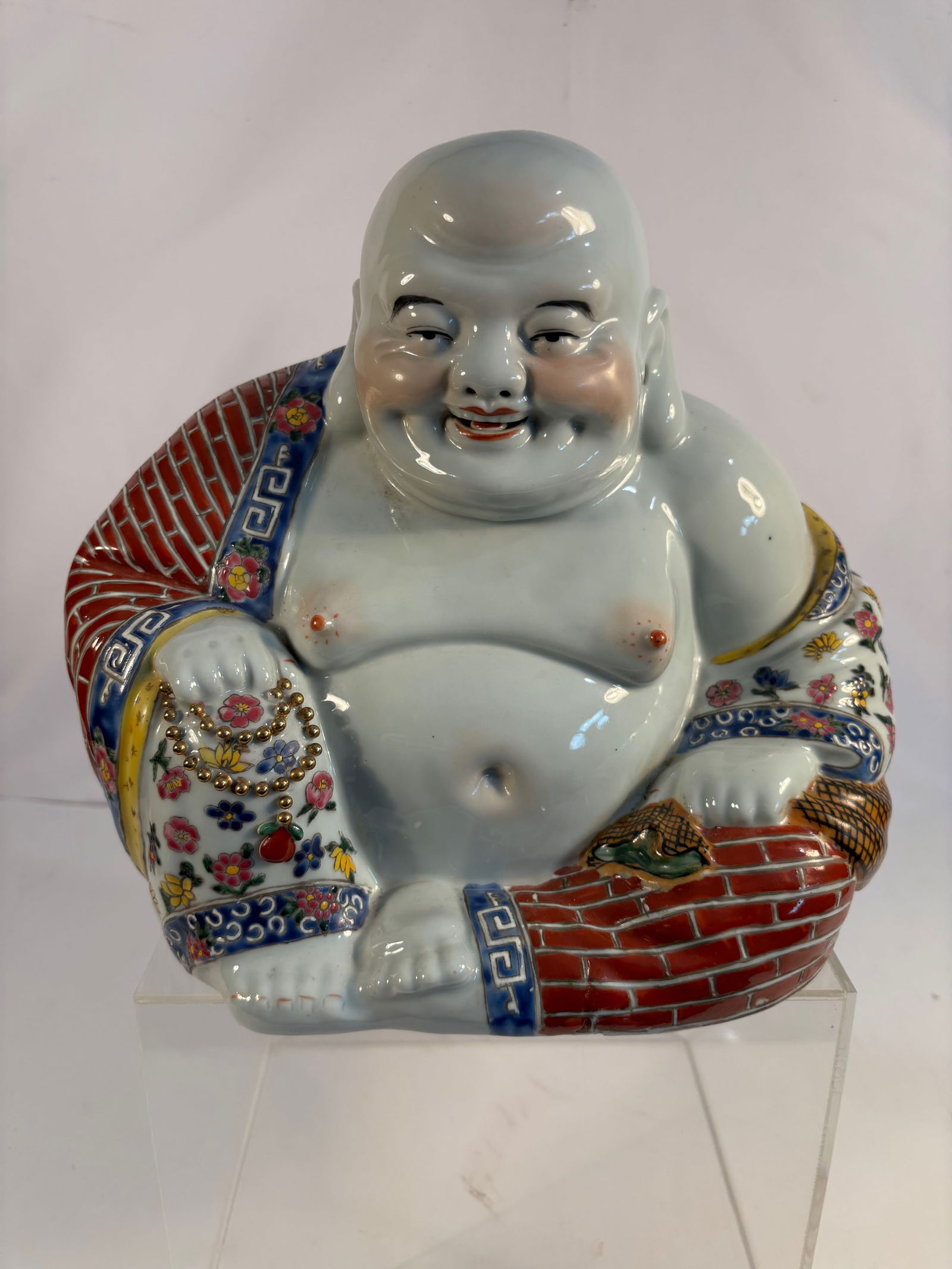 A Chinese Famille Rose Porcelain Figure of Budai, Fujian Huiguan Mark (1 of 7)