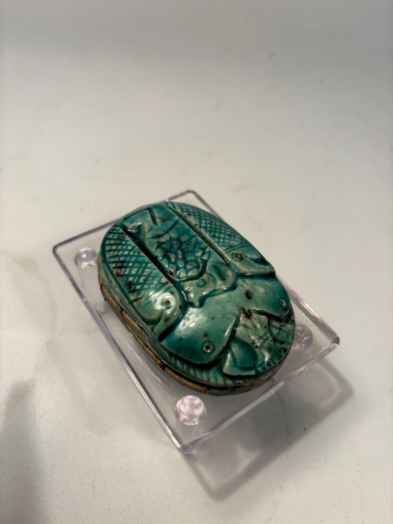 A Large Glazed Stoneware Scarab in Egyptian Revival Style (1 of 9)