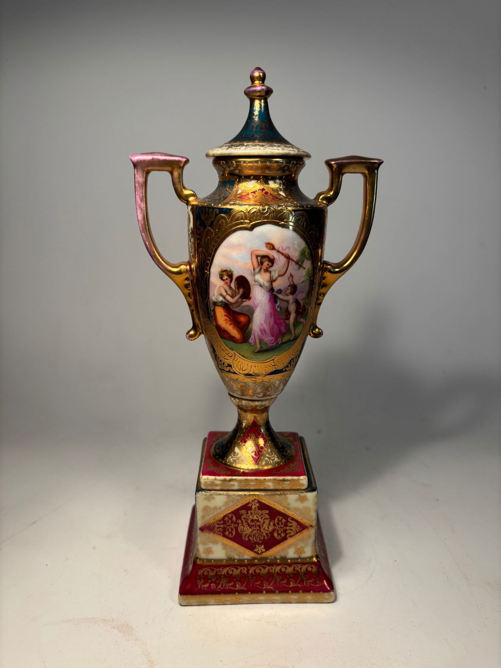 A Hand-Painted Austrian Porcelain Covered Urn, Sevres-Style, Late 19th Century (1 of 9)