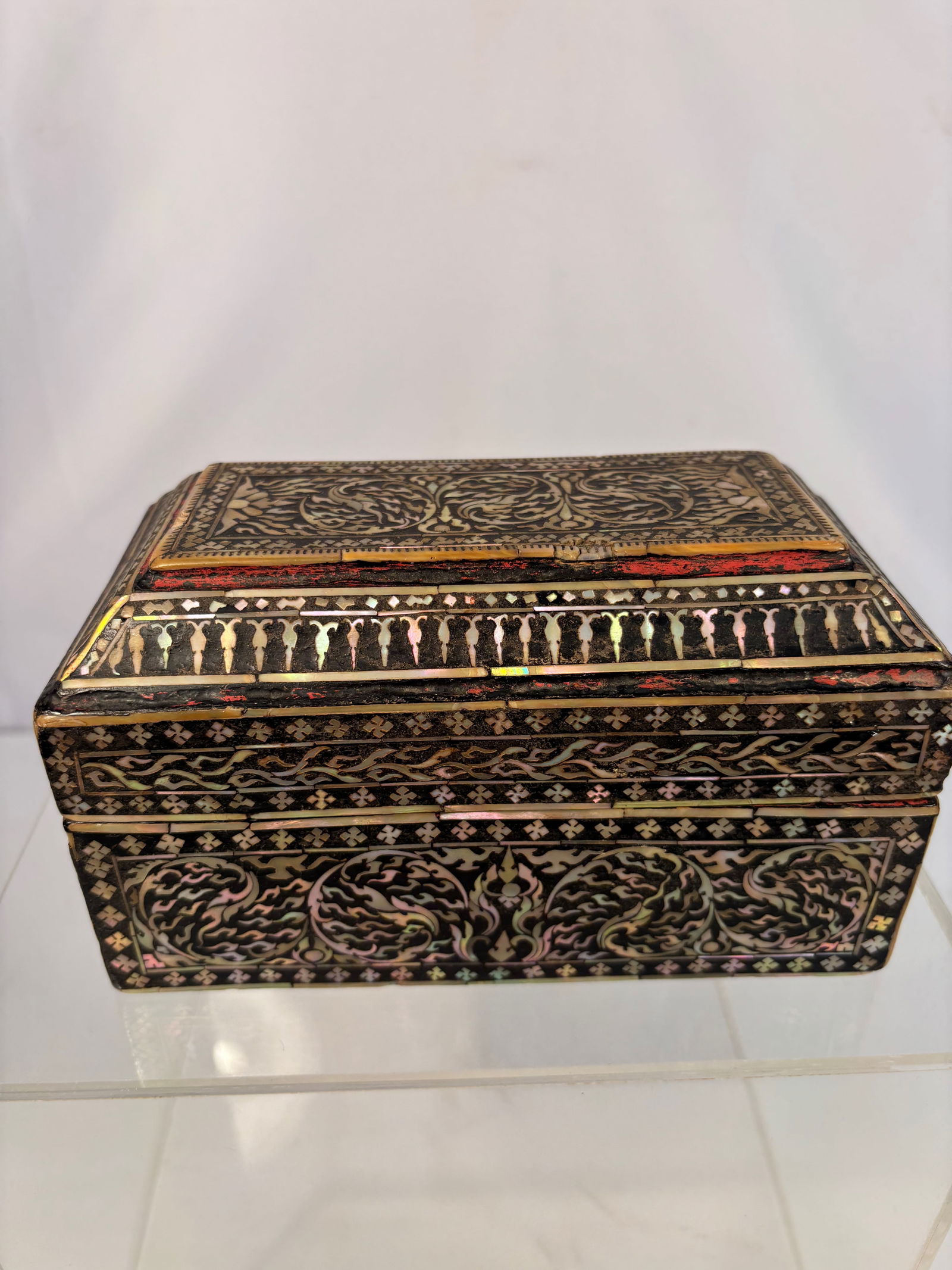 An Asian Mother-of-Pearl Inlaid Lacquer Box (1 of 6)
