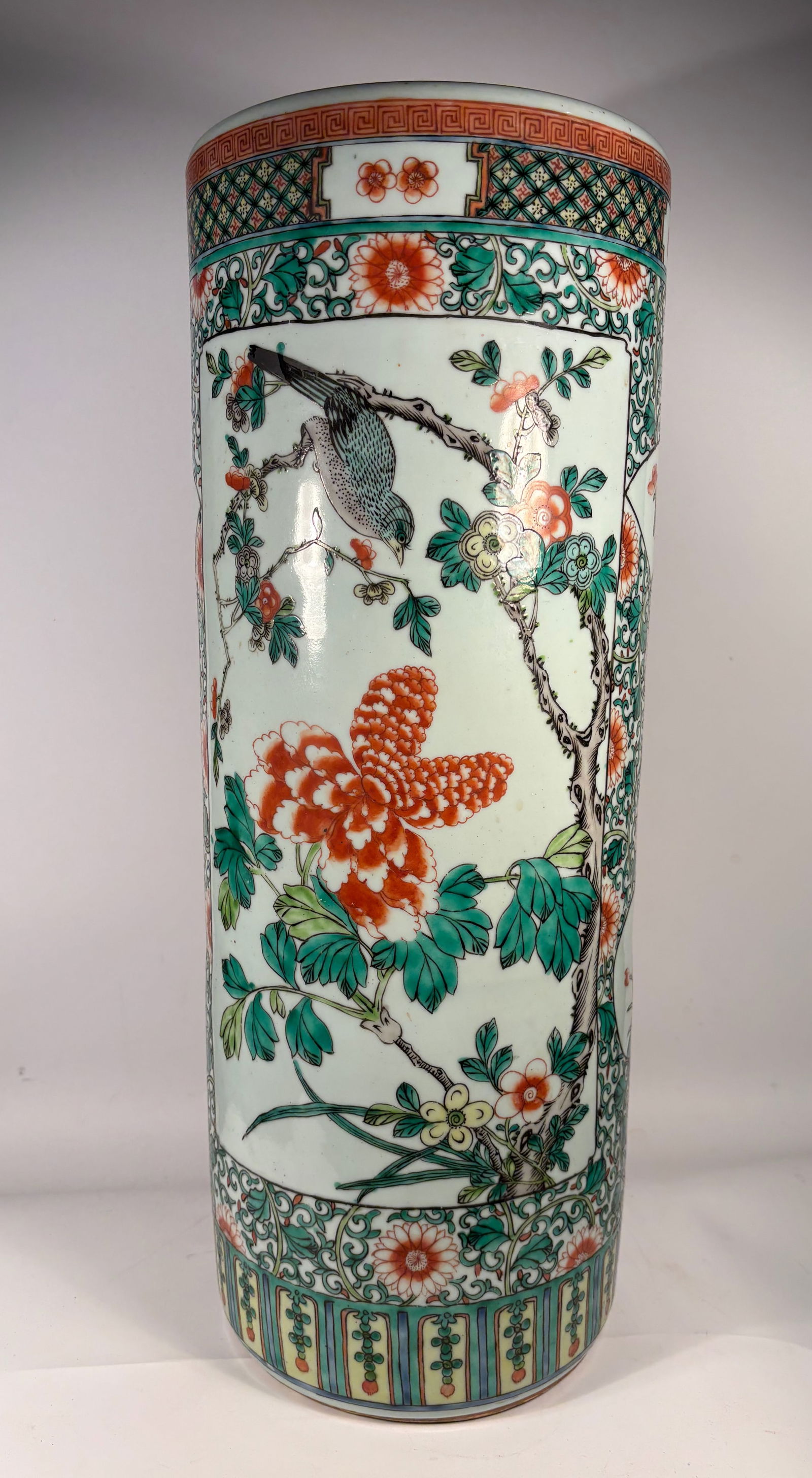 A Large Chinese Famille Verte Porcelain Umbrella holder (1 of 14)