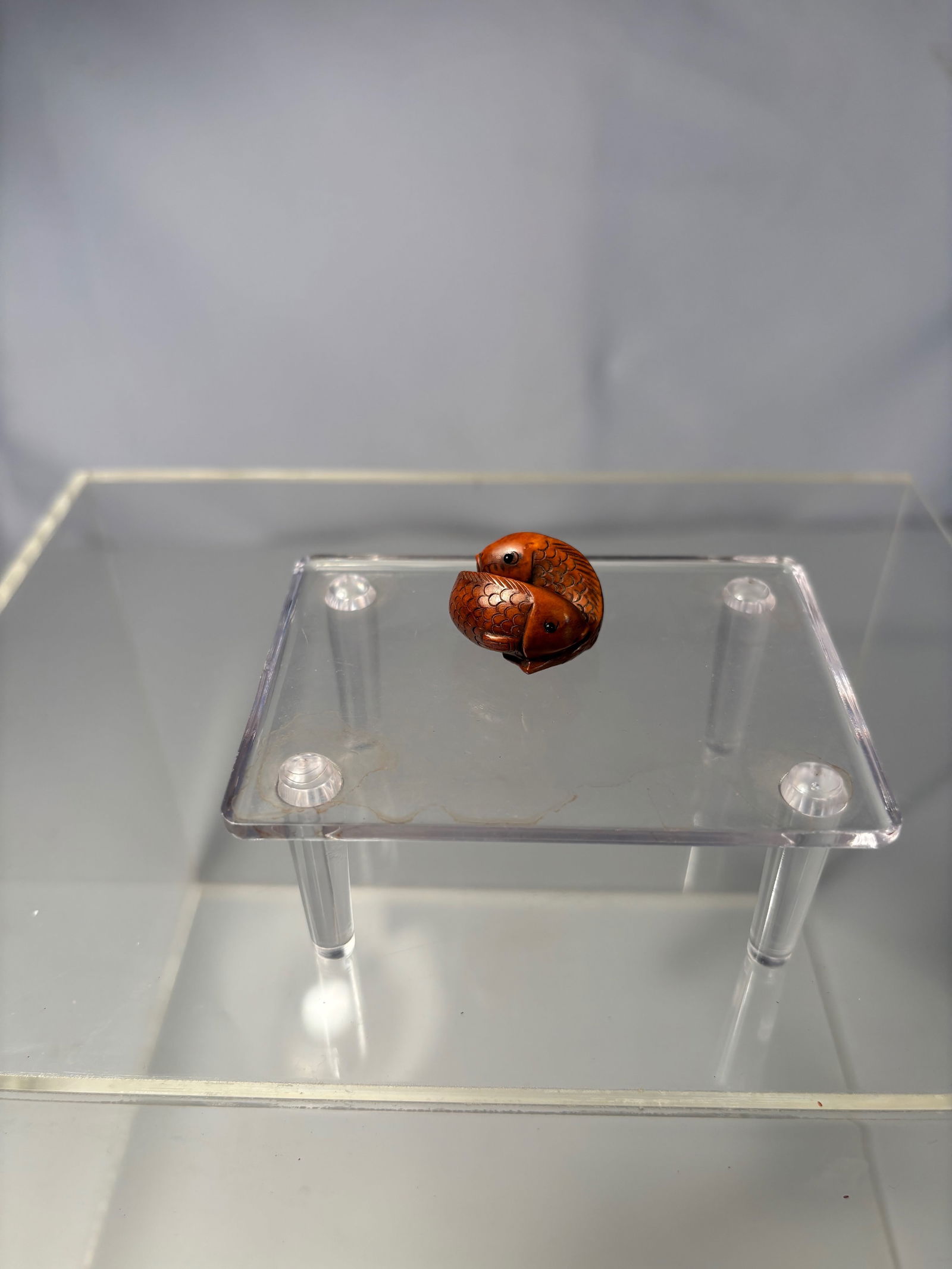 A Japanese Carved Wood Netsuke of Two Fish (1 of 8)