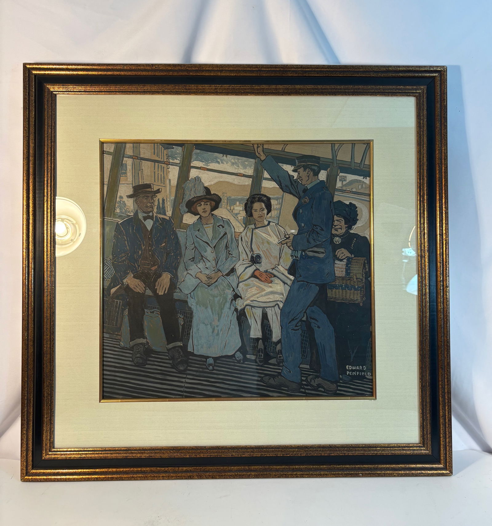 Edward Penfield (American, 1866–1925), The Elevated (Harper’s Magazine, August 1897), Original: An original chromolithograph created by Edward Penfield for Harper’s Magazine, August 1897. The image portrays elegantly dressed passengers riding New York’s elevated railway, executed in Penfield