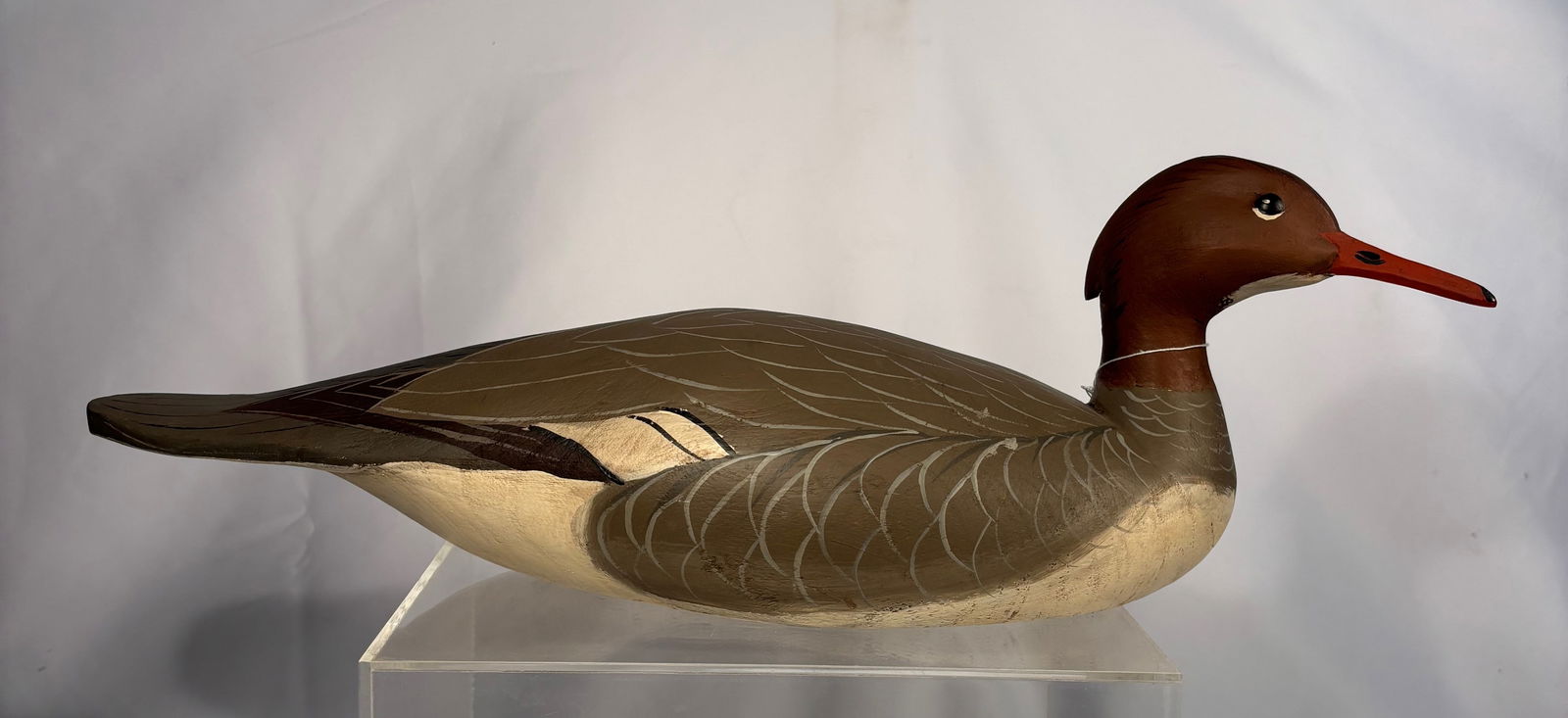 L. T. Ward Bros.-Style Carved and Painted Merganser Hen Decoy, ca. 1950, Zack Ward Model, Crisfield, (1 of 13)