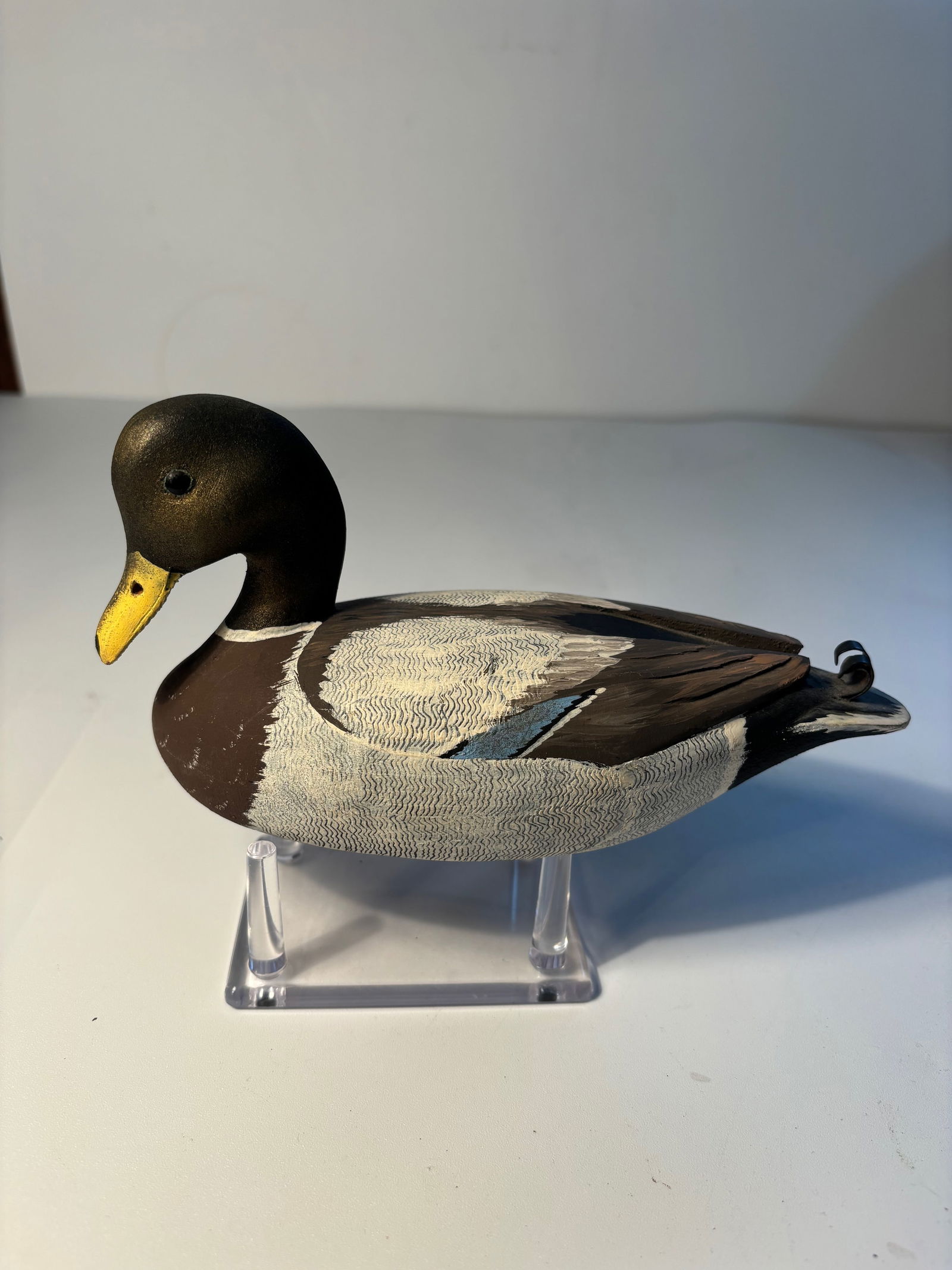 Tom Hunter carved wooden canvas back mallard drake decoy signed (1 of 6)
