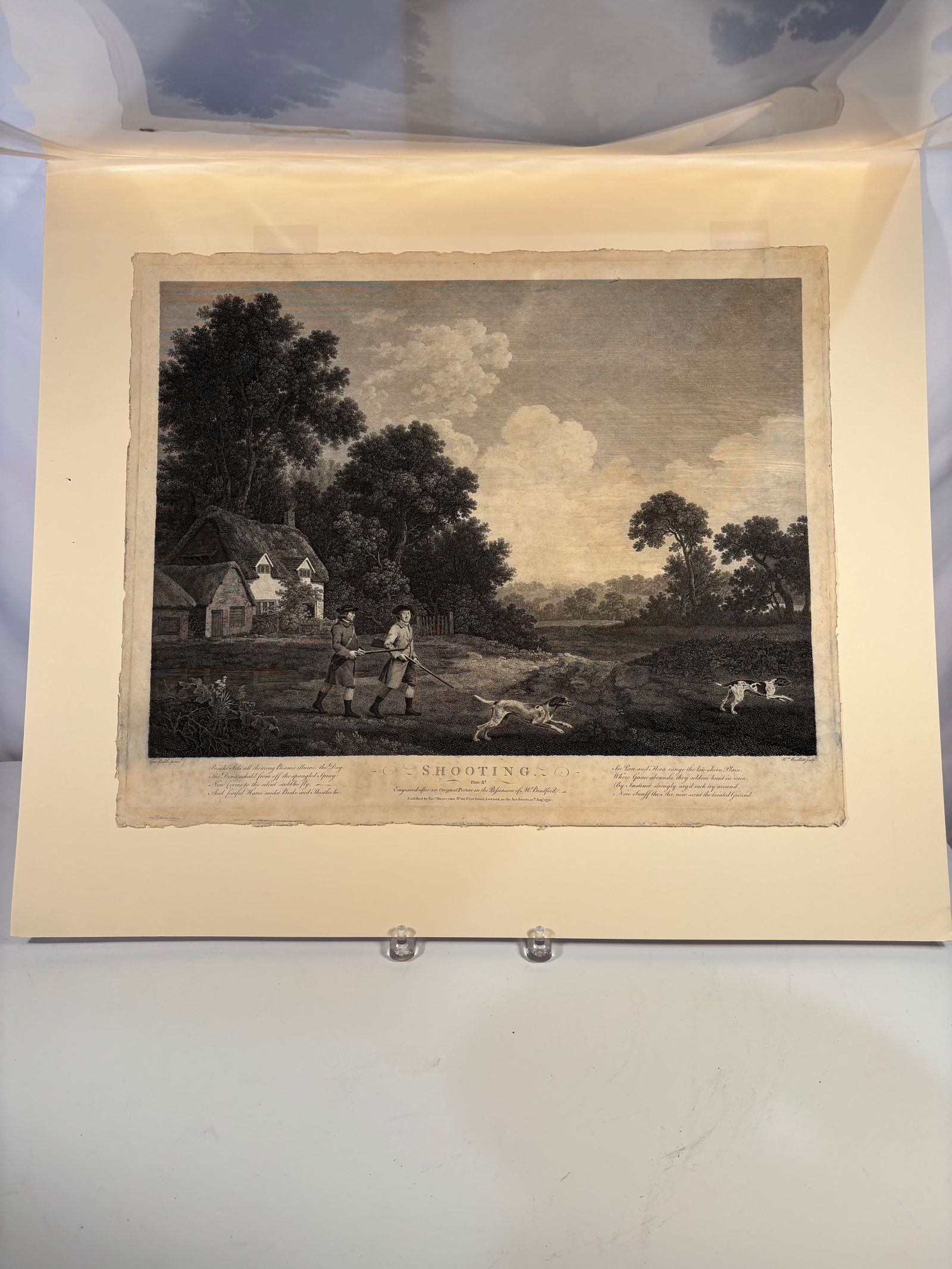 George Stubbs (1724–1806) ,after, Shooting, Plate II, engraving by William Woollett, 1770: After George Stubbs (1724–1806), Shooting, Plate II. Engraved by William Woollett (1735–1785). Published by Thomas Bradford, London, 30 August 1700. Engraving with etching, the fifth and final sta