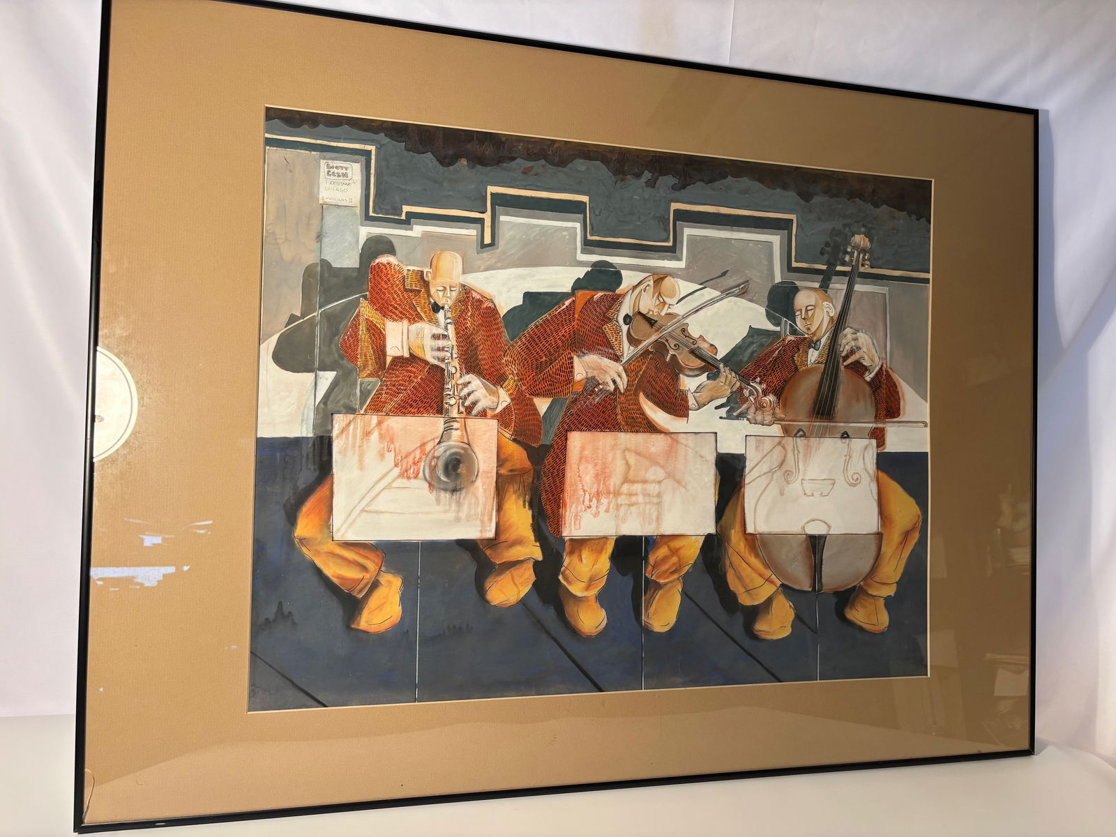 Scott Lesh (Mdison WI, b. 20th c.), 3 Musicians II, 1981 – Original watercolor Painting (1 of 6)