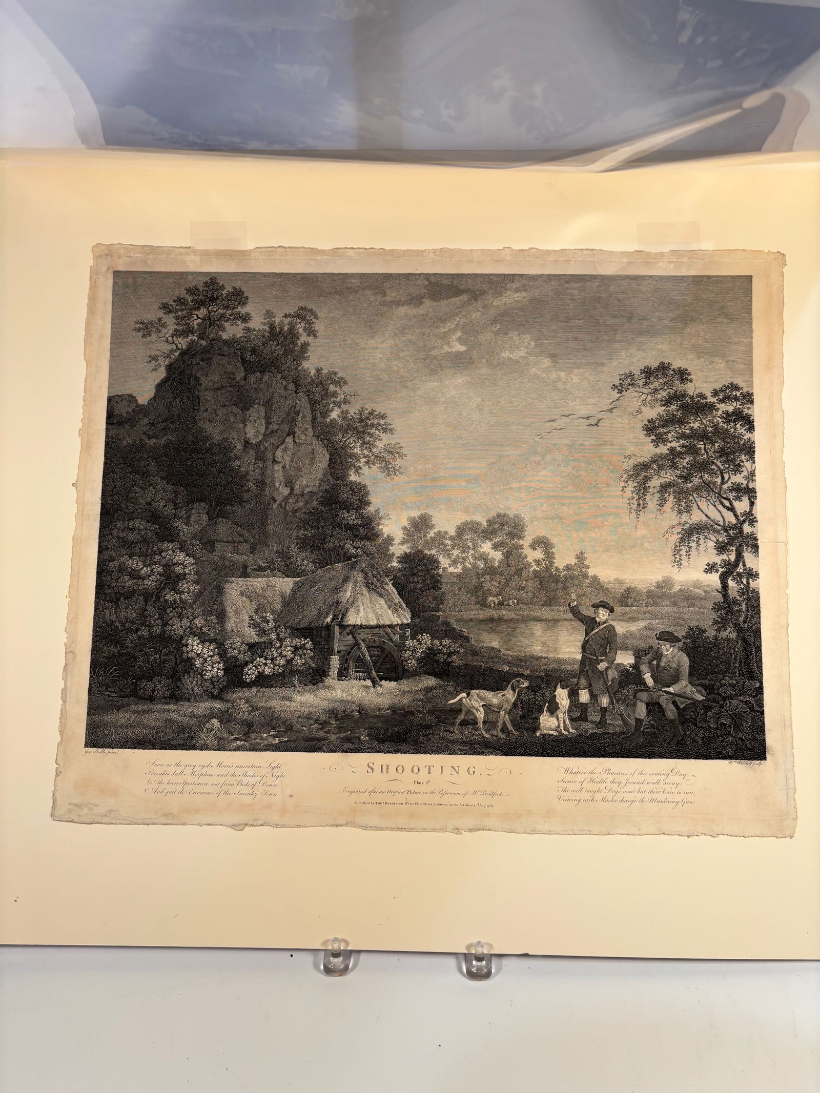 George Stubbs (1724–1806), after, engraved by William Woollett — Shooting, Plate I, 1769: Engraving with etching by William Woollett, after George Stubbs, Shooting, Plate I, published by Thomas Bradford, London, 1 August 1769. The first plate from Stubbs’s celebrated Shooting series, dep