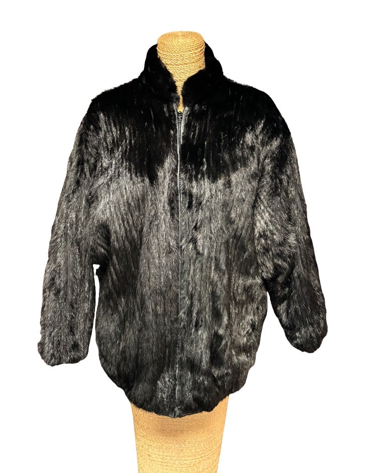 Reversible Black Mink Fur and Leather Batwing Jacket (1 of 14)