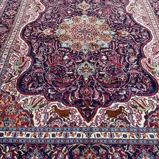 Hand-Knotted Persian Kashan Wool Rug with Ornate Central Medallion, 12.6 feet x 10 feet (1 of 8)