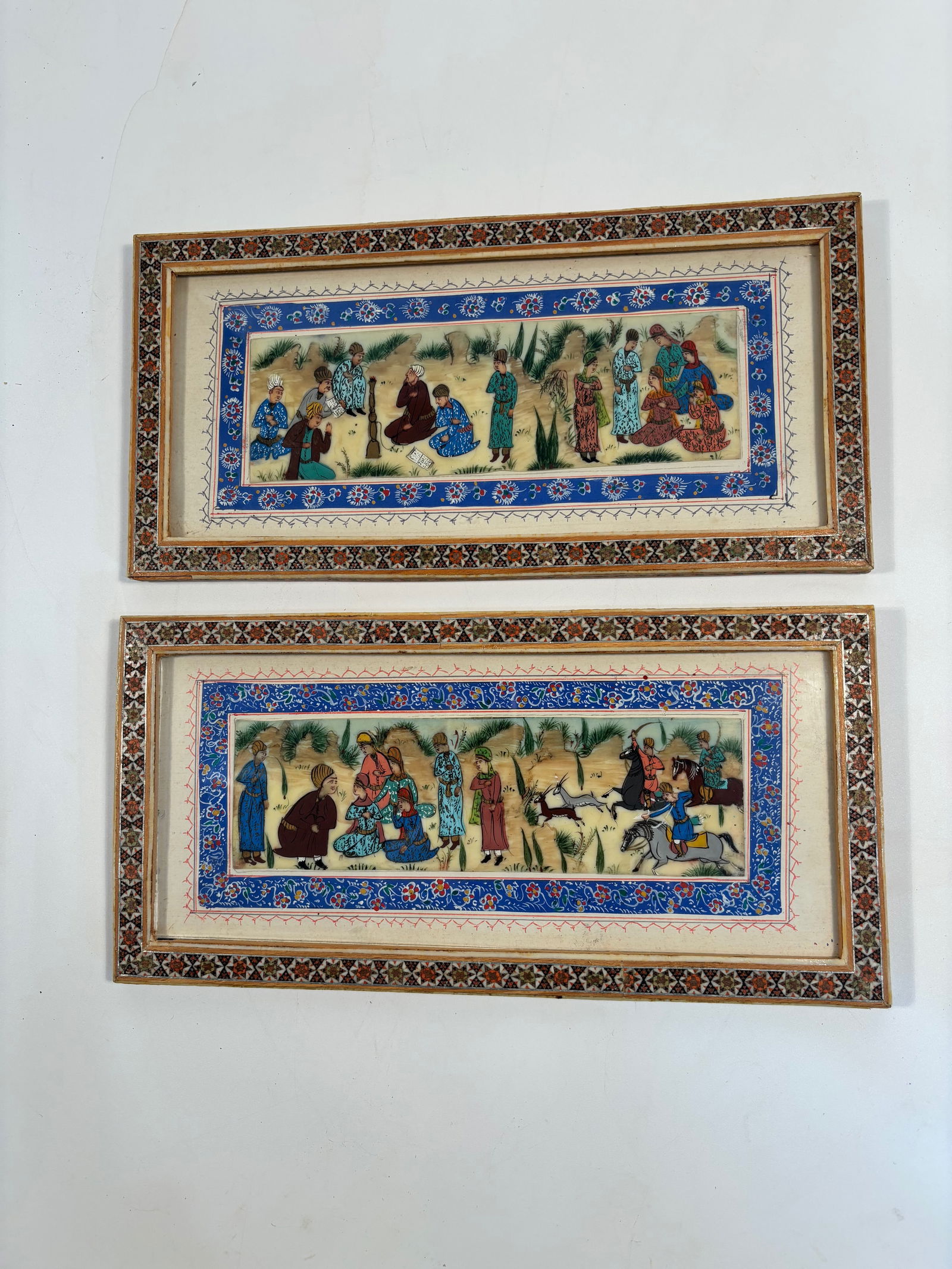 A pair of Persian miniature paintings with Khatam Frame (1 of 9)