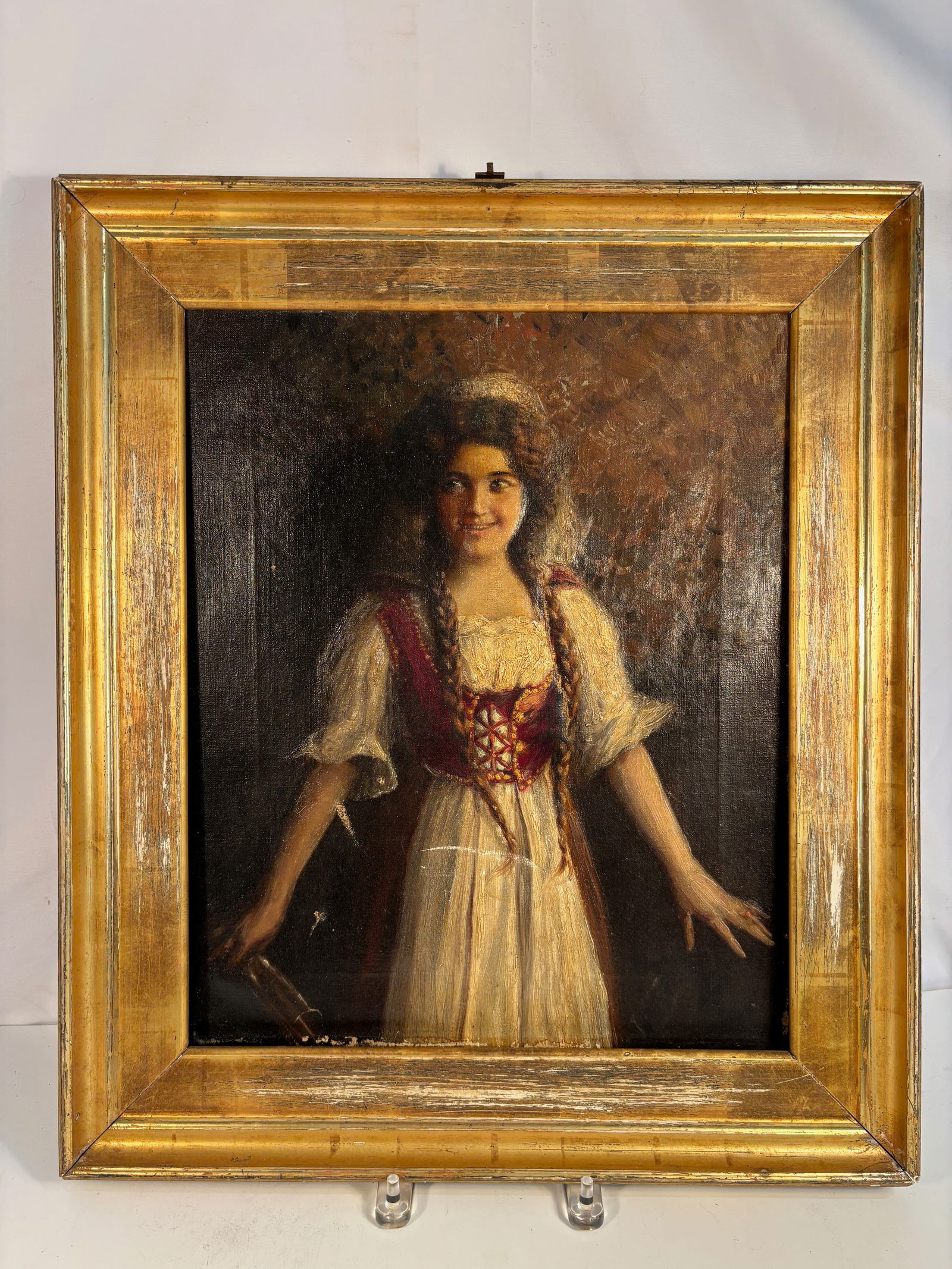 Continental School,“Smiling Young Woman in Folk Dress,?? Oil on Canvas, Late 19th Century, (1 of 9)