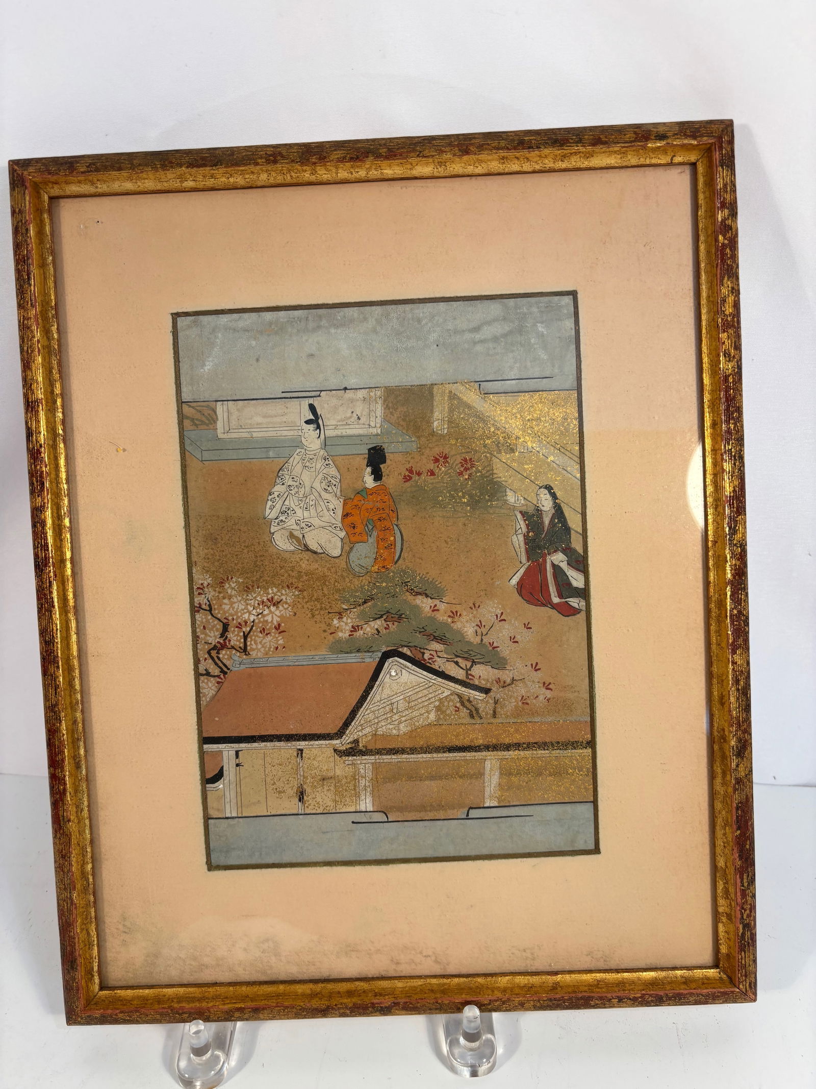Japanese Heian Court Scene Painting after the Tosa School, with Marshall Field & Company Label, (1 of 11)