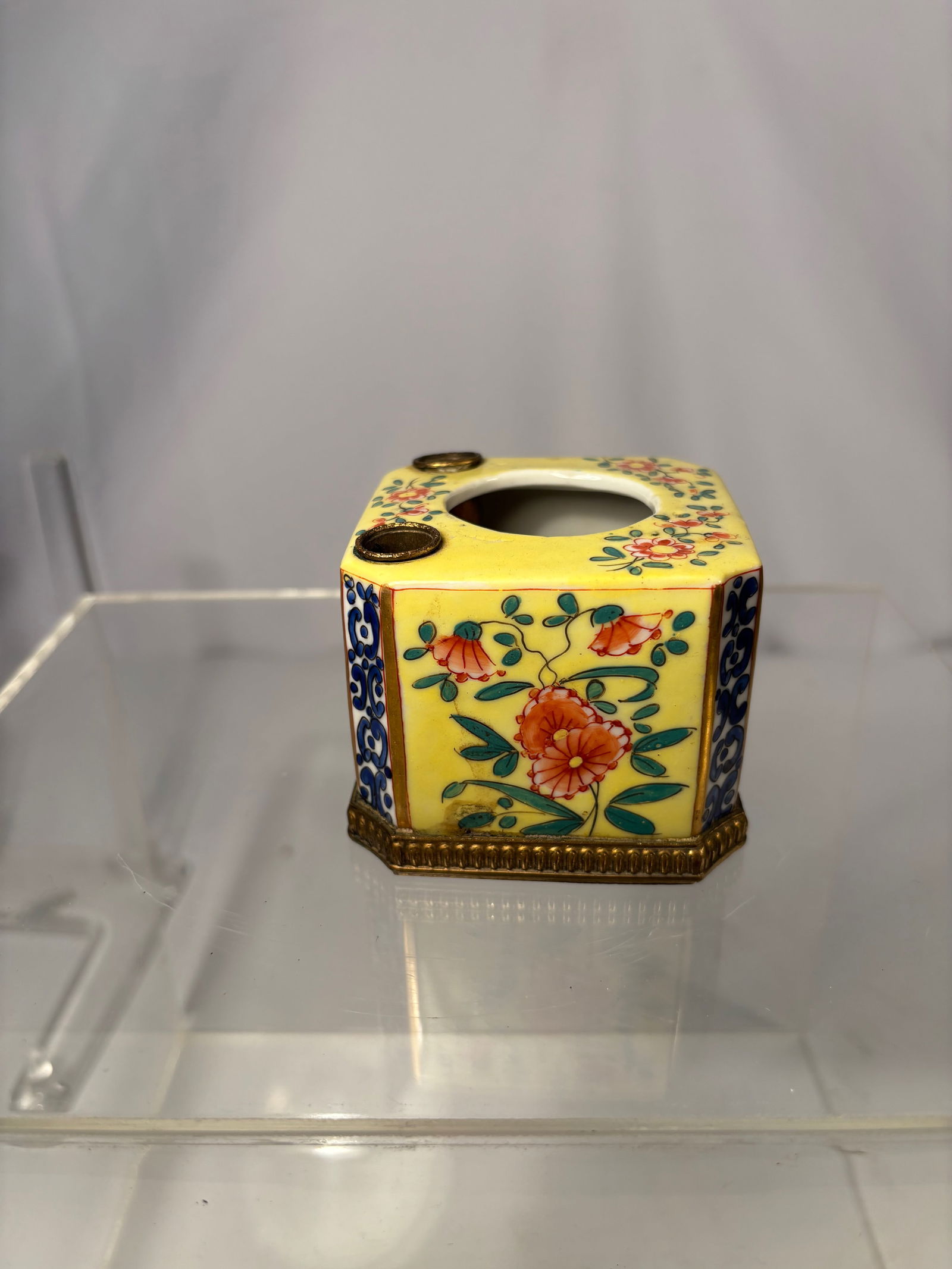 An European Enameled Porcelain Stand with Brass Mounts (1 of 9)