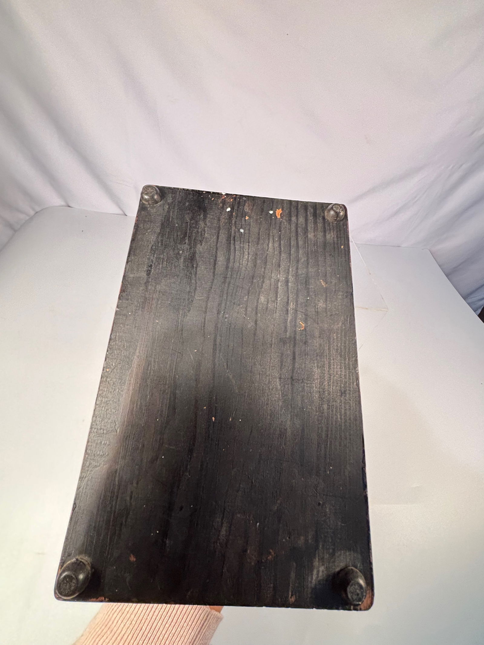 Antique Brass Balance Scale with Nested Weights on Wooden Base - 7