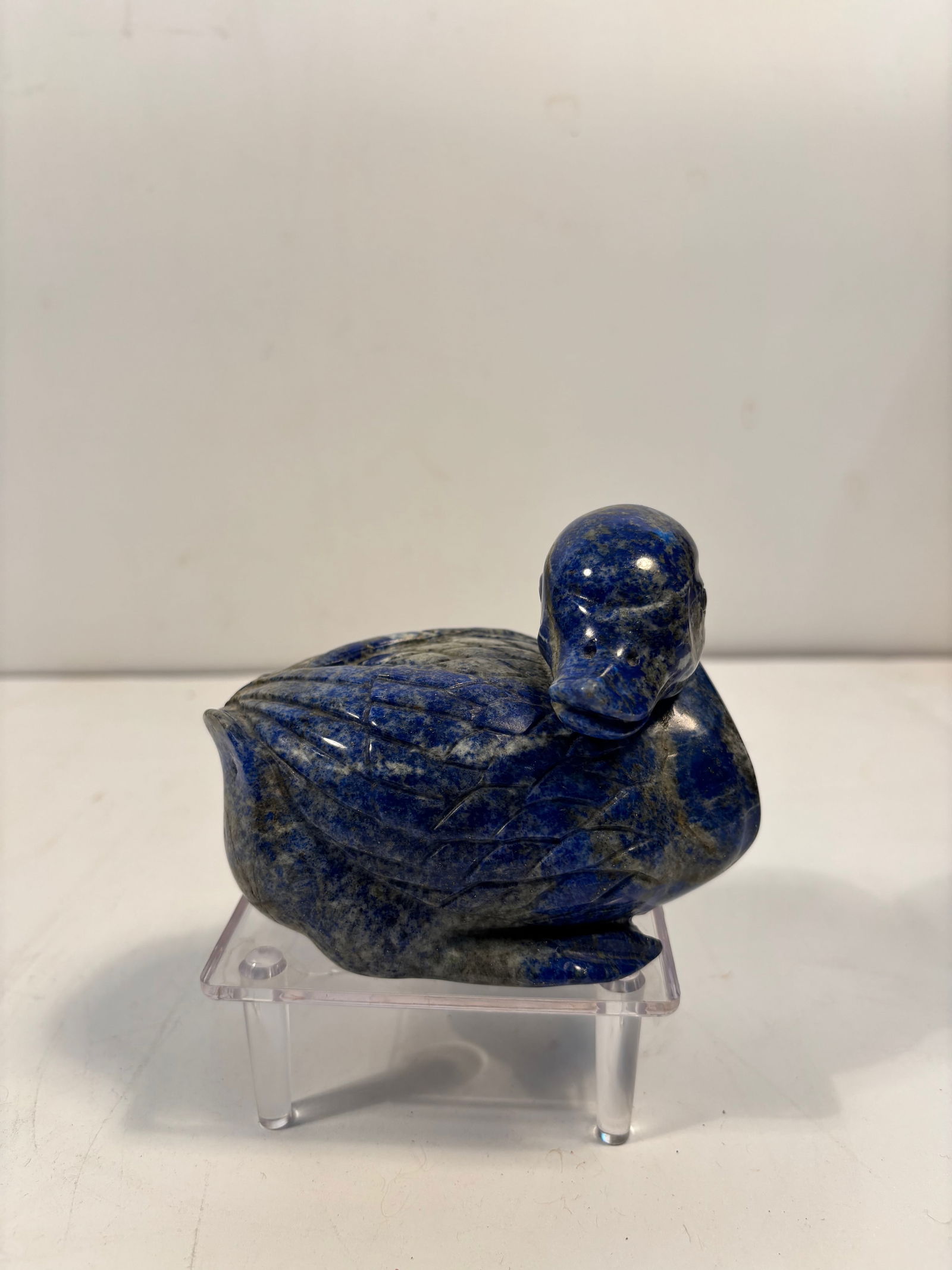 A Heavy Chinese hand carved lapis lazuli duck sculpture paper weight (1 of 12)