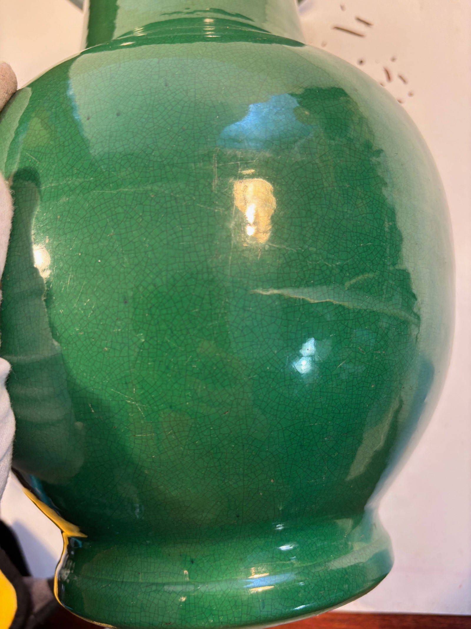 A Chinese emerald green monochrome glaze Gu form vase Qian Long PERIOD - 10