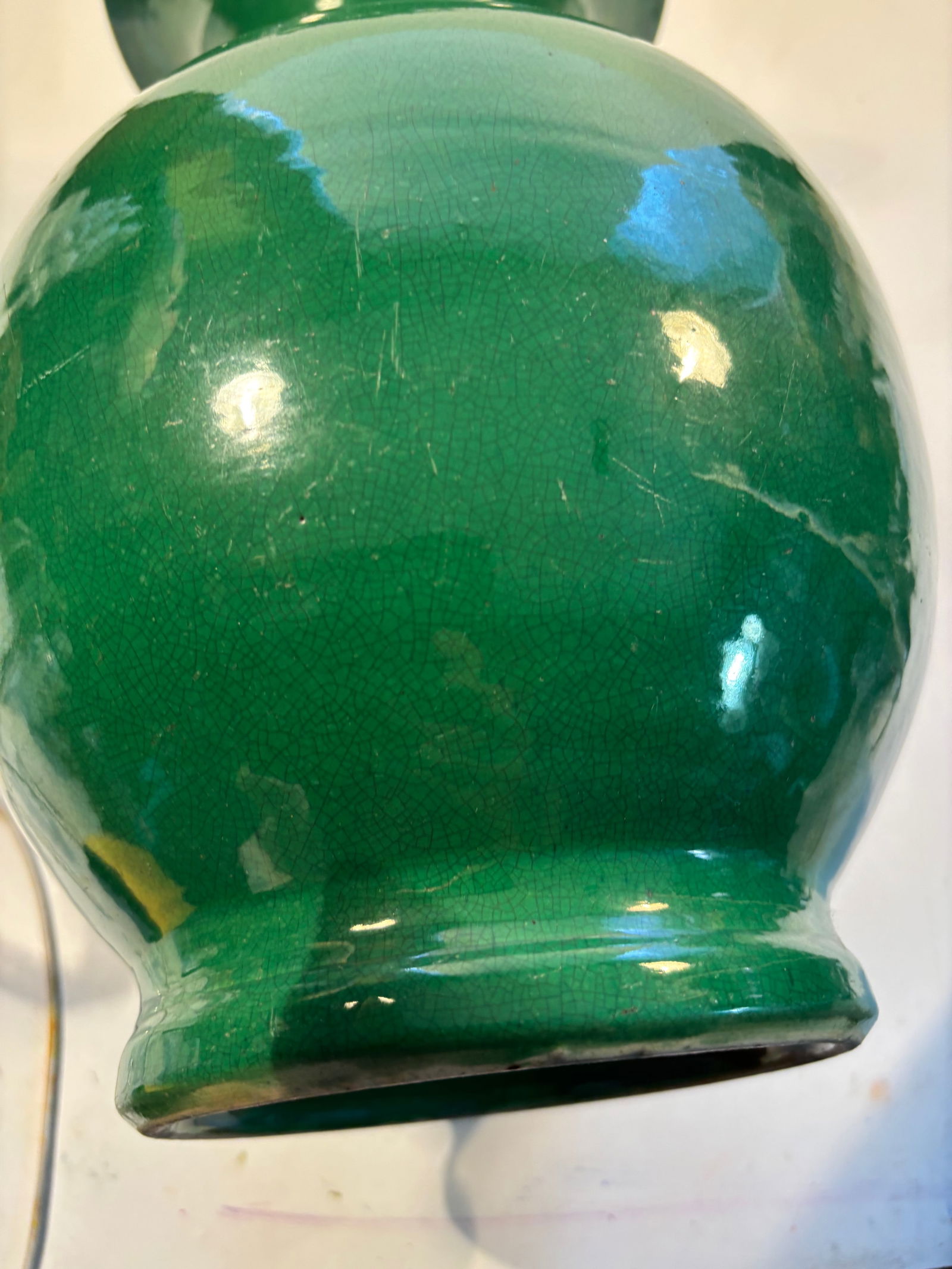 A Chinese emerald green monochrome glaze Gu form vase Qian Long PERIOD - 11