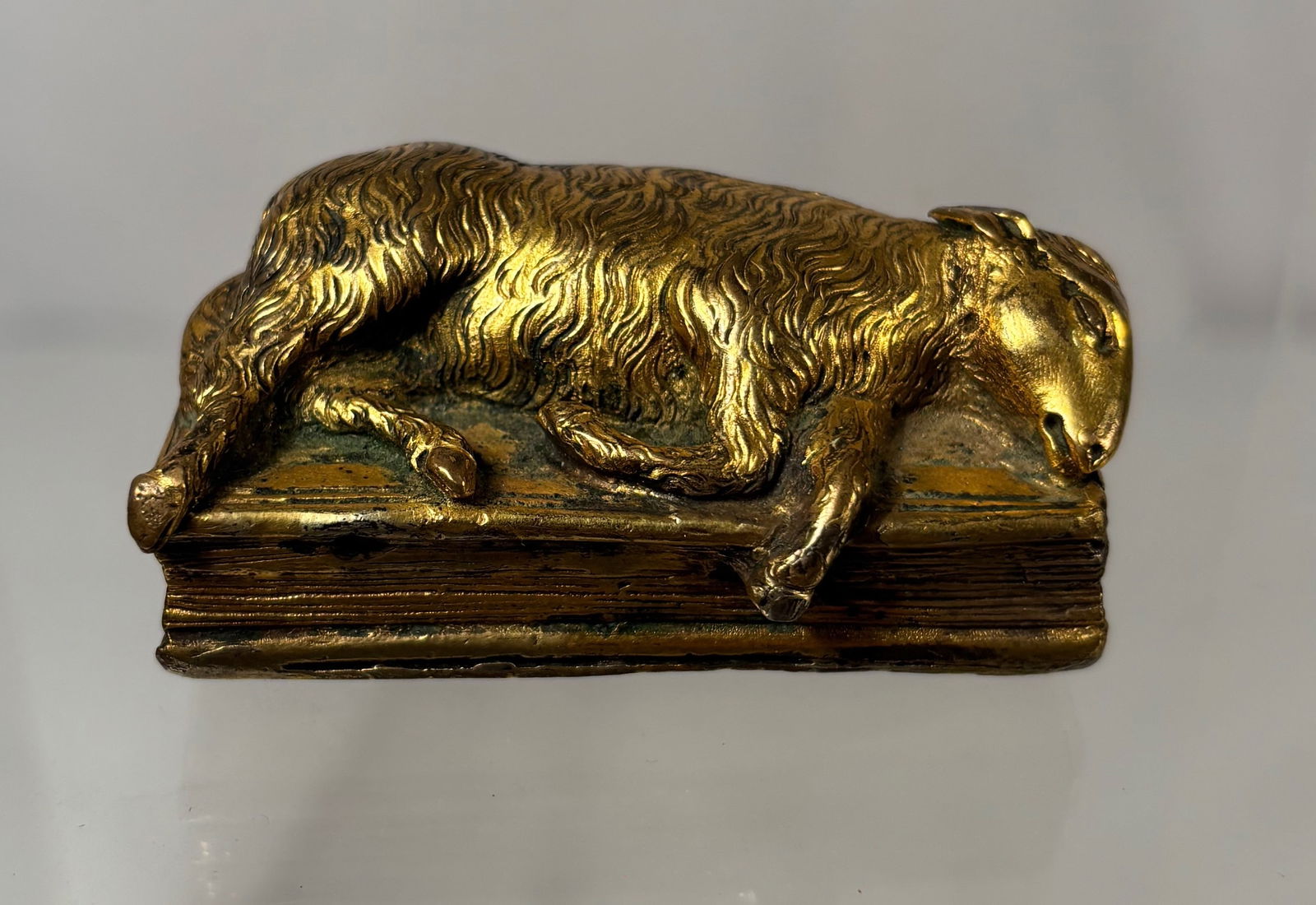 An European Gilt Bronze “Agnus Dei on the Holy Bible?? Box Lid, 19th Century (1 of 18)