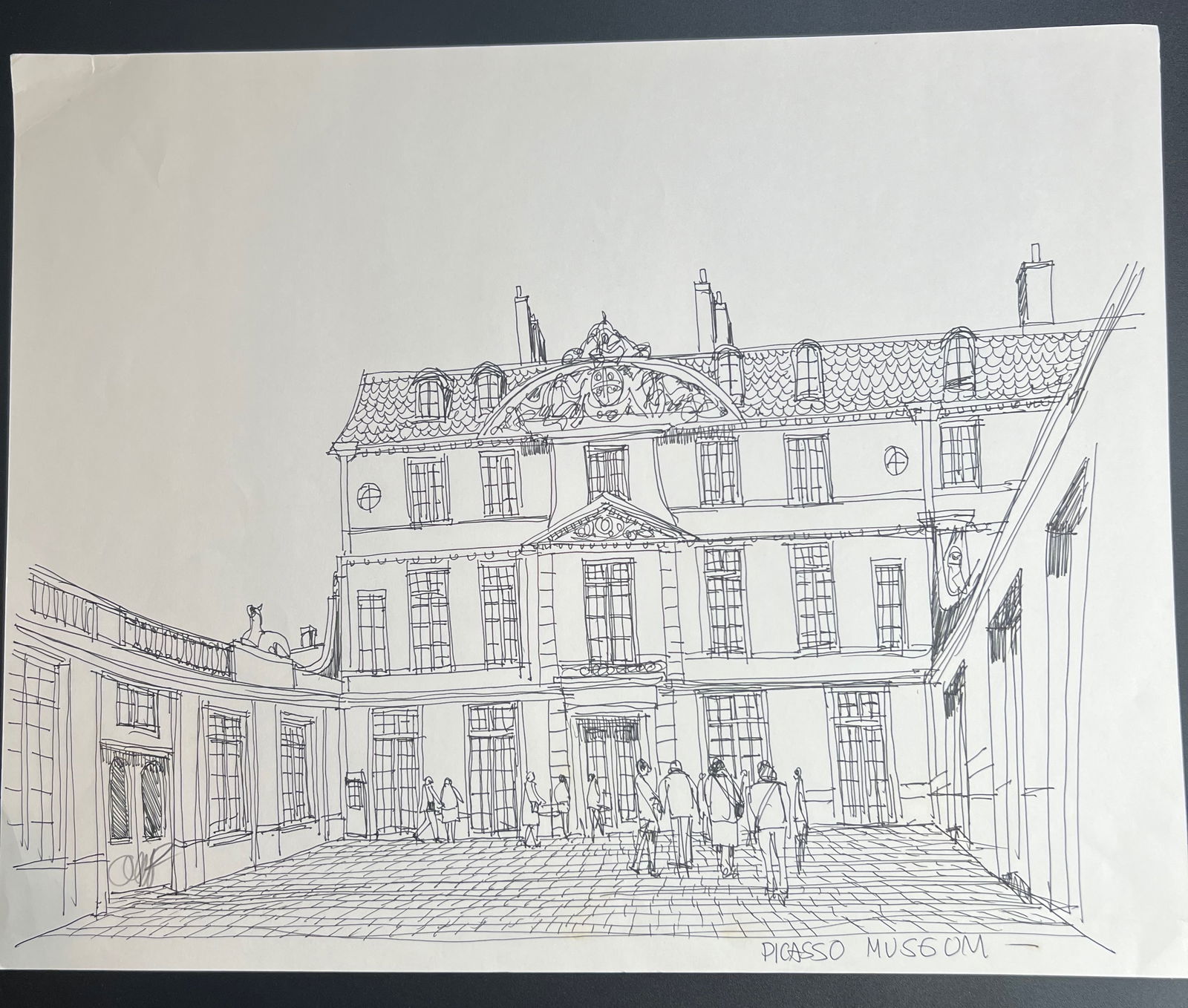Pen-and-ink architectural Sketch " PICASSO Museum in Paris." signed by William Orlandorf (1 of 9)
