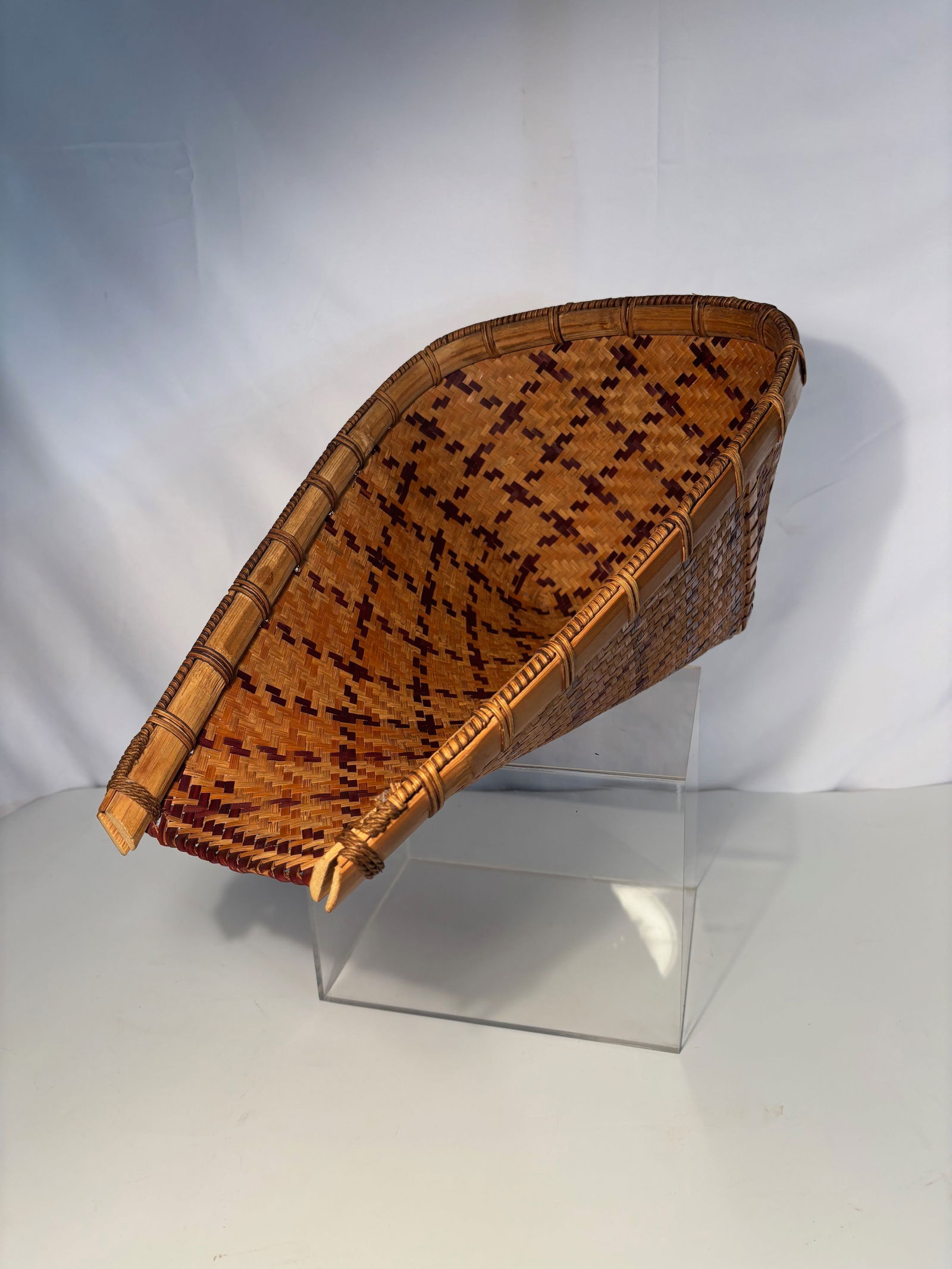Vintage Handwoven Bamboo Storage Basket (1 of 8)