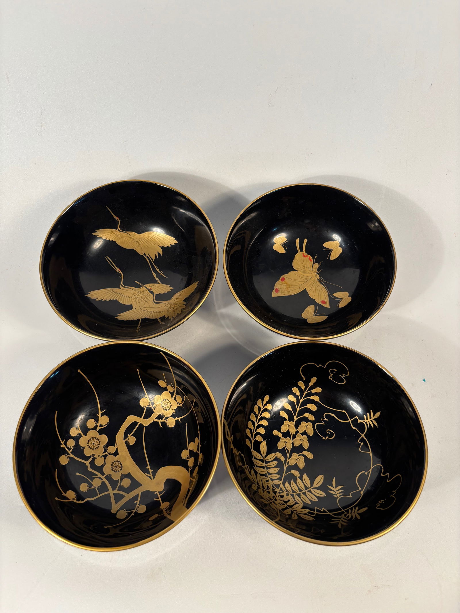 Set of 4 Japanese Makie Lacquer Bowls (1 of 8)