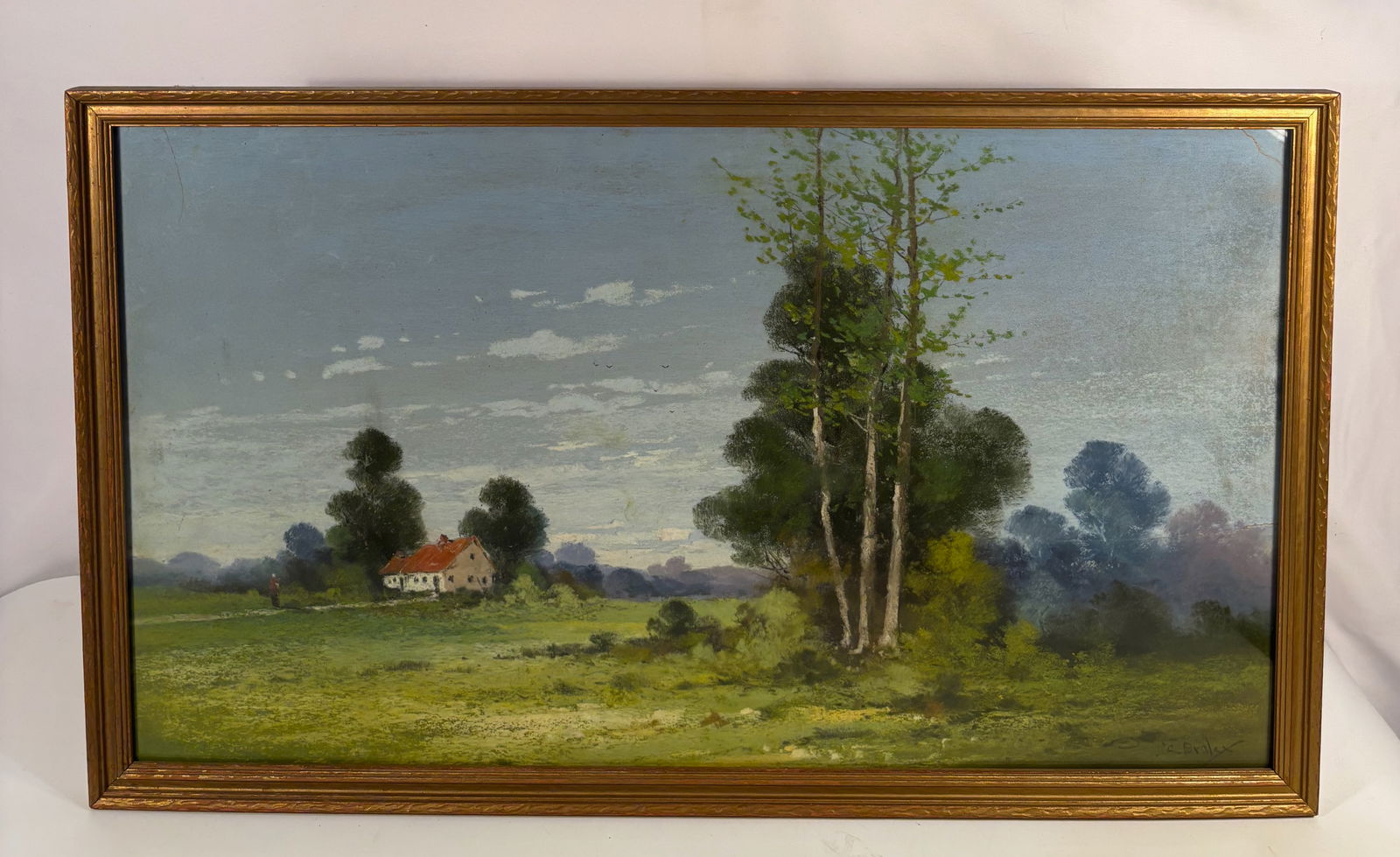 Charles Braley (American, 20th c.) – Country Farm in Summer Light, watercolor on paper with glass (1 of 12)