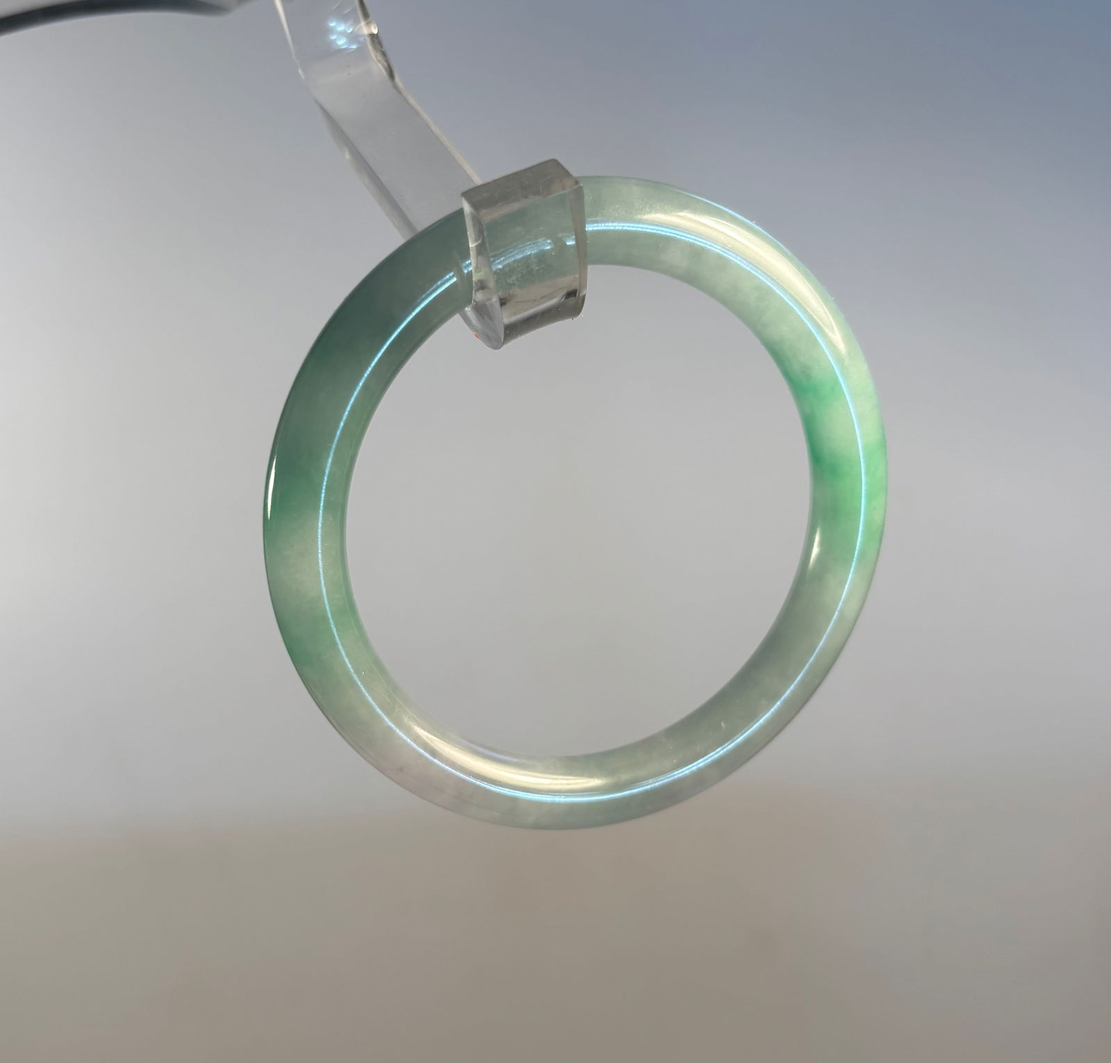 A Chinese jadited round solid bangle - 4