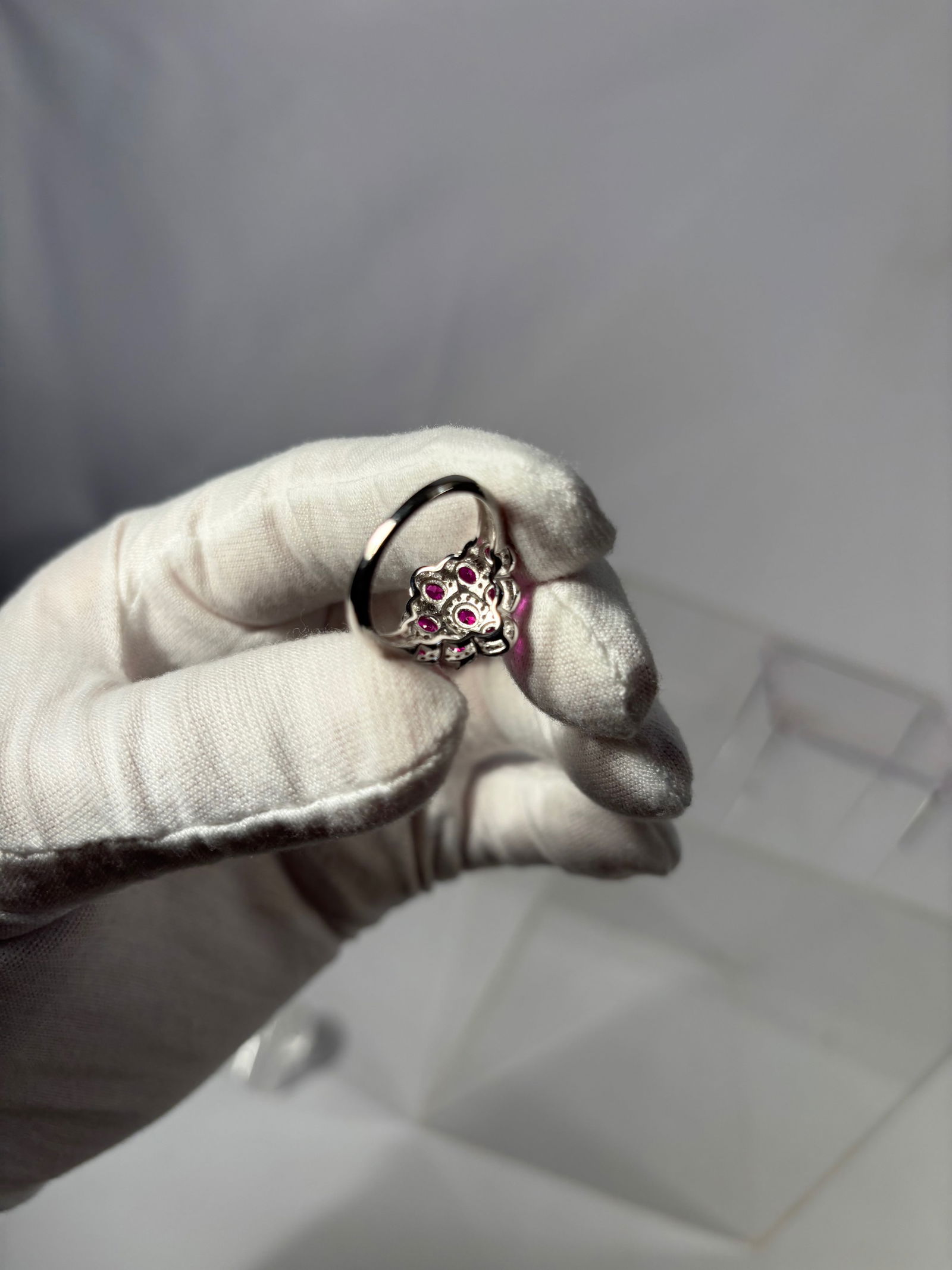 A Sterling Silver (925) Ring with Ruby - 6