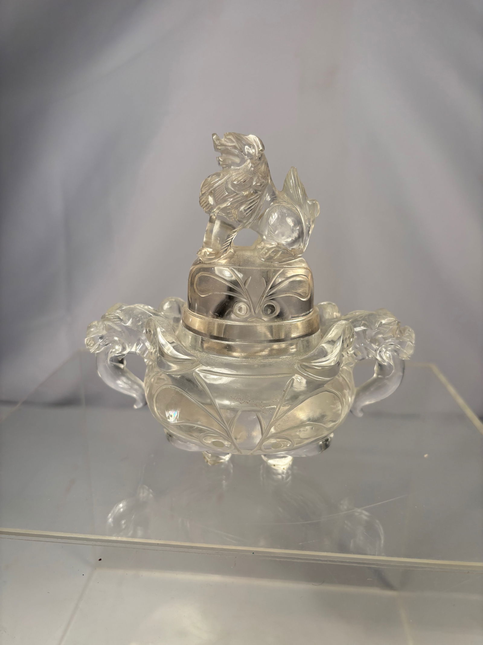 A Chinese Rock Crystal Censer with Carved Lion Finial (1 of 16)