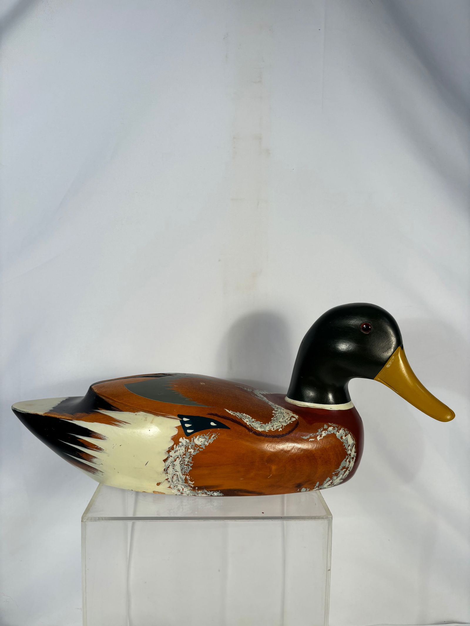 Hand-Carved Wooden Mallard Duck Decoy with Original Paint (1 of 8)