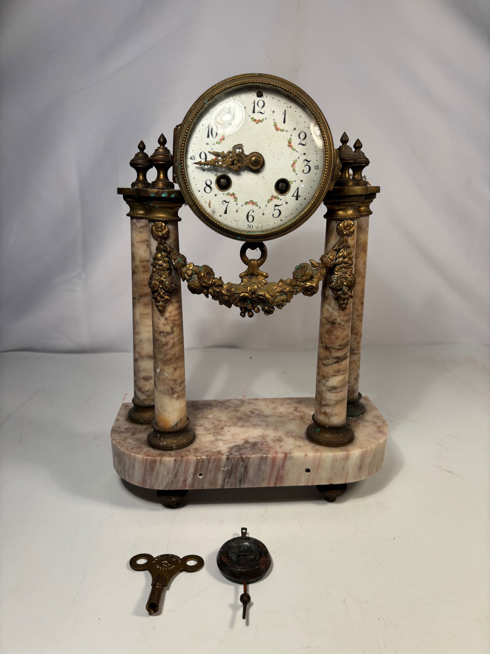 A French Louis XVI Style Marble and Gilt Bronze Mantel Clock, 19th century (1 of 12)