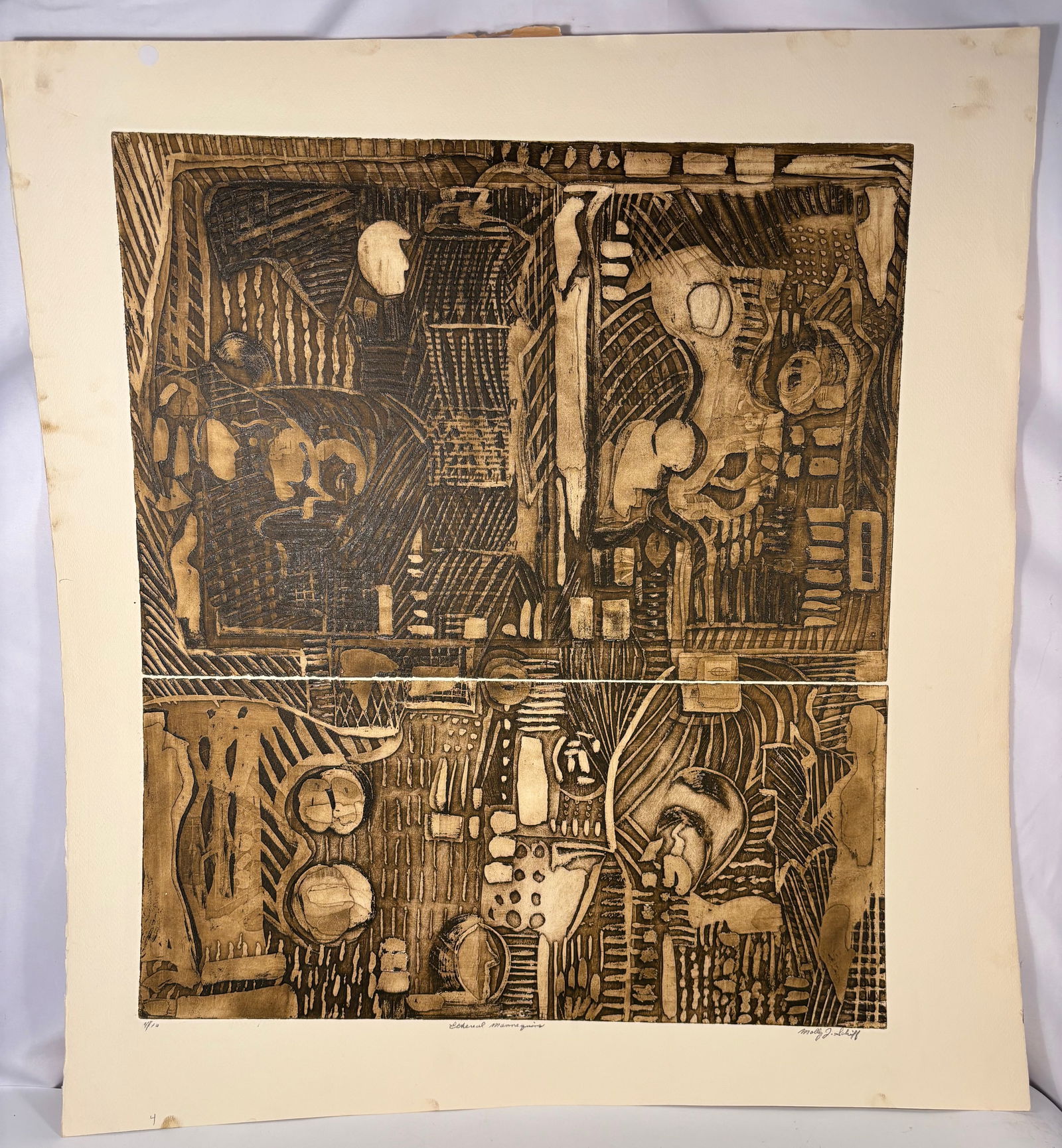 Molly J. Schiff (1927–2018), Abstract Composition (Woodcut Print), Limited Edition 4/10 (1 of 16)