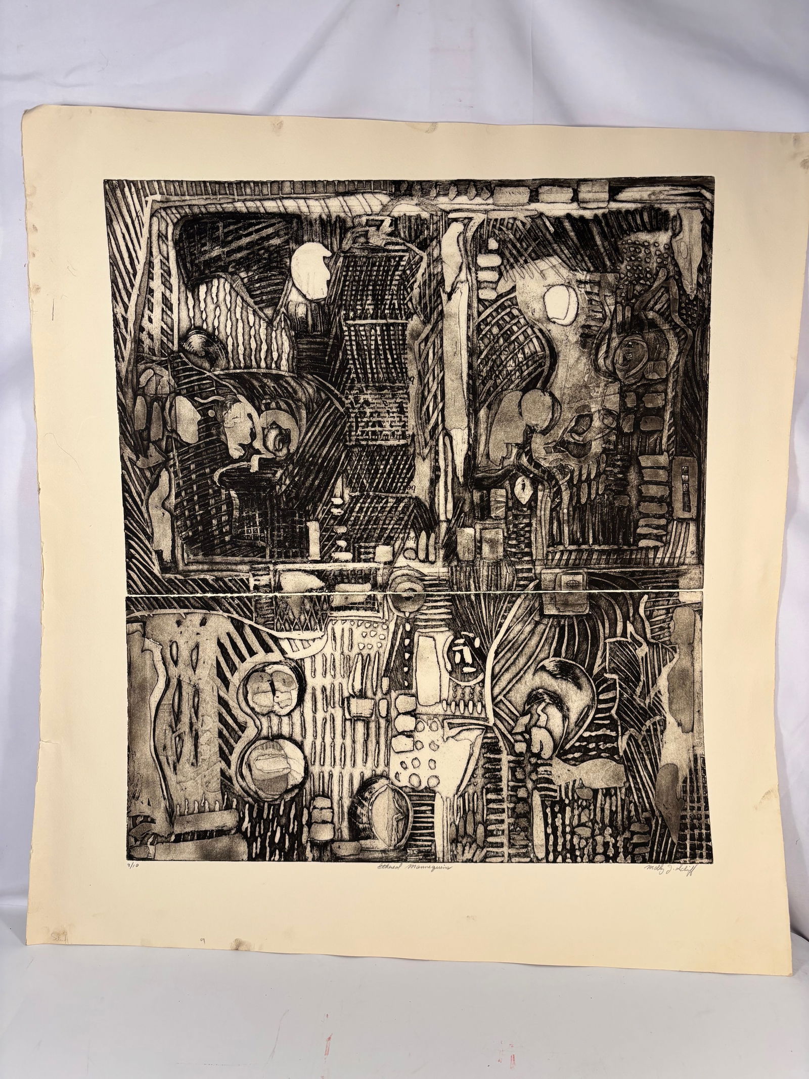 Molly J. Schiff (1927–2018), Abstract Composition (Woodcut Print), Limited Edition 9/10 (1 of 9)