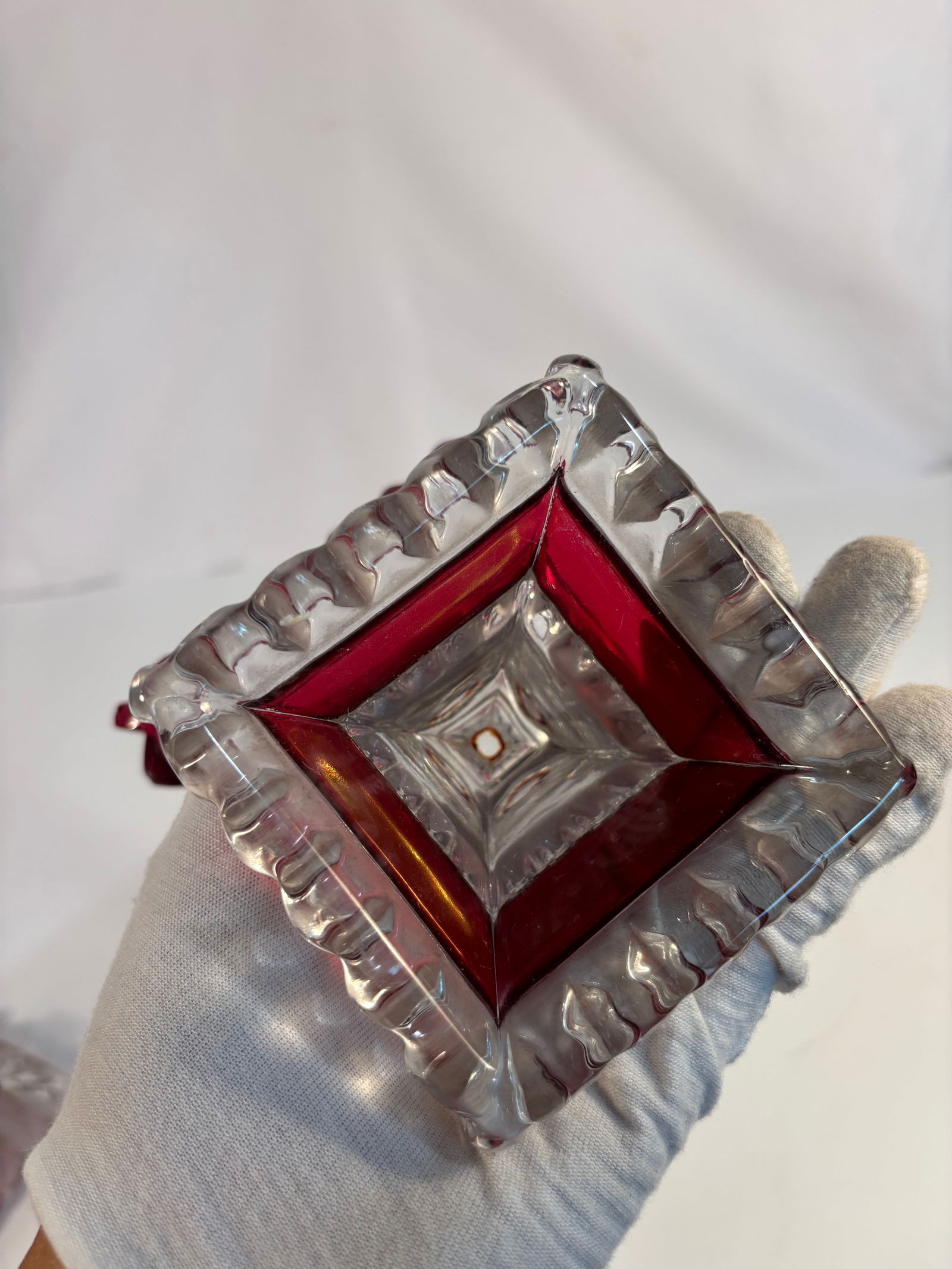 A Ruby Red Cranberry Candy Dish - 7