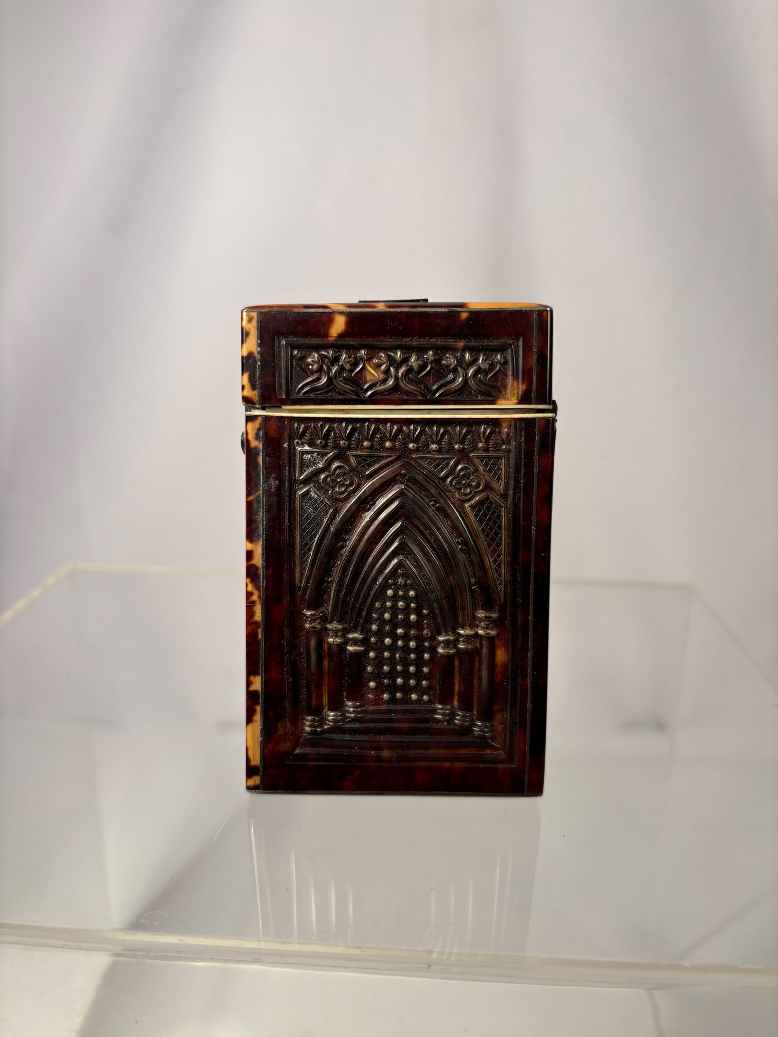 A Rare Victorian shell Card Case With Pressed 'cathedral Door' C1880 (1 of 9)