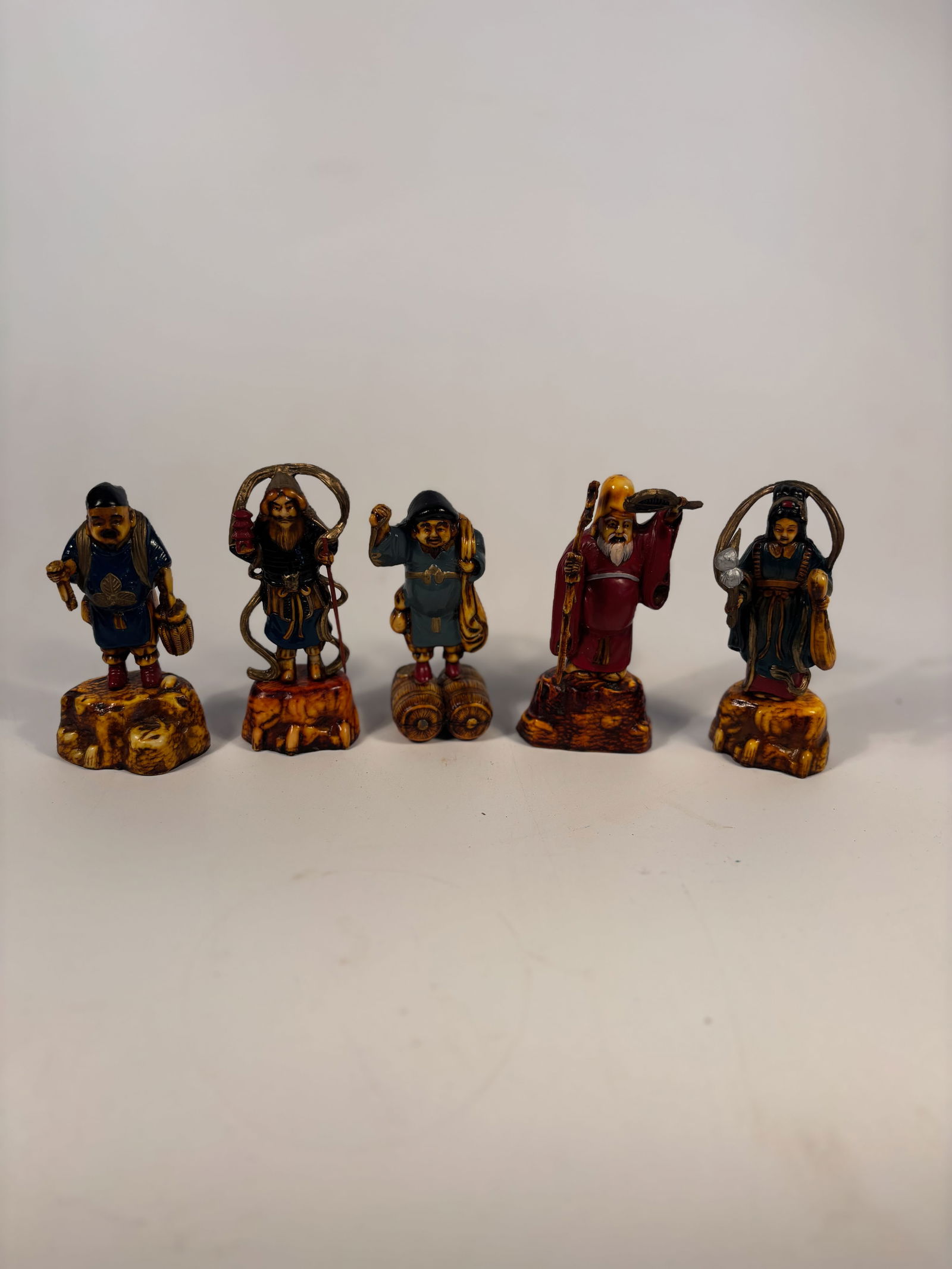Set of five Japanese hand painted figurines (1 of 9)
