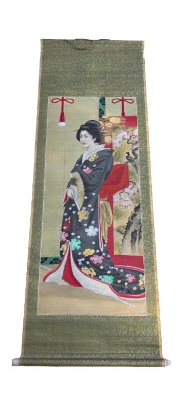 A Japanese Hand-Painted Imperail Portait Scroll Title "Lady of Owari" (1 of 17)