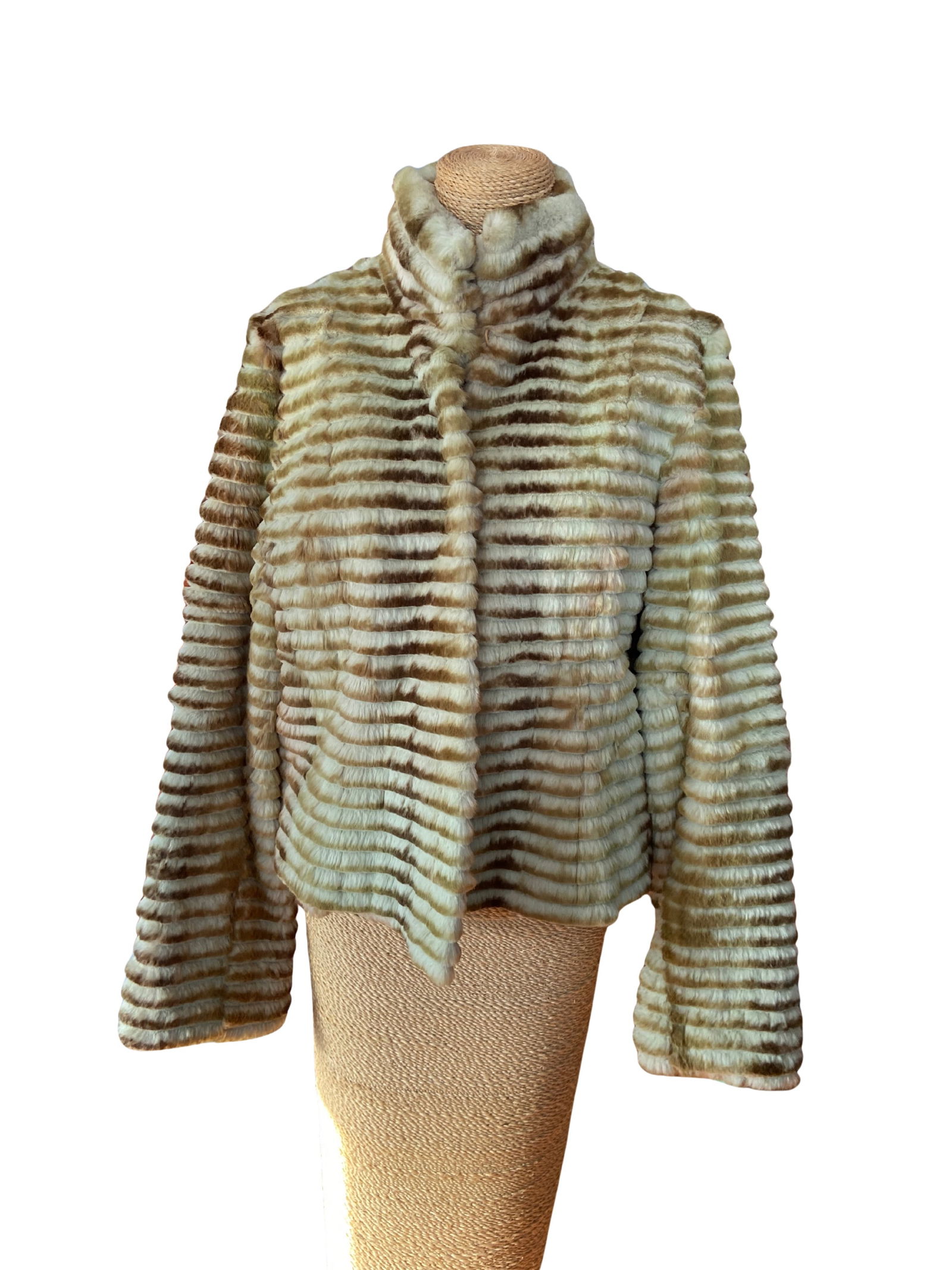 Rex Rabbit Fur Jacket with Horizontal Sheared Design (1 of 5)