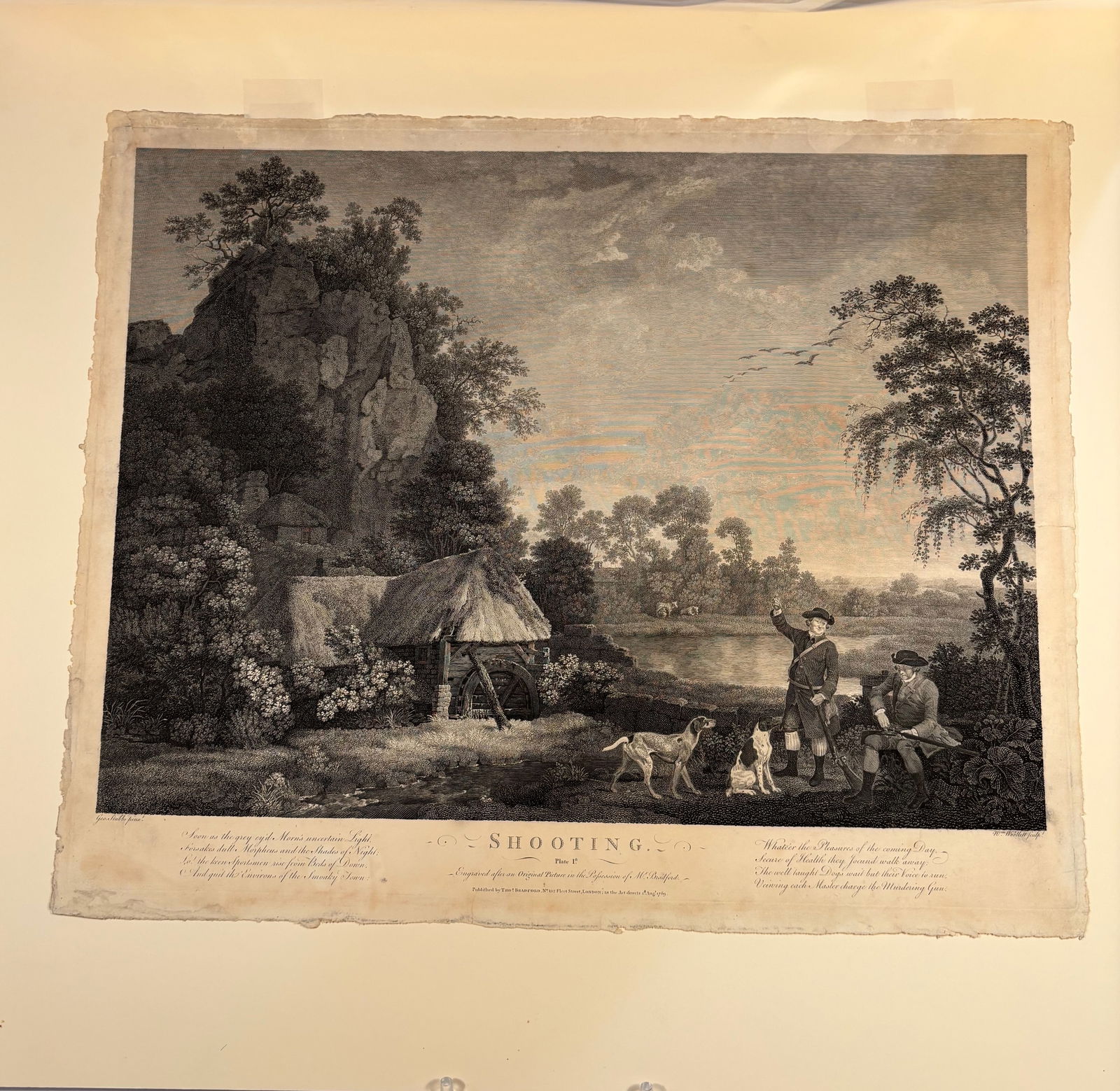 George Stubbs (1724–1806), after, engraved by William Woollett — Shooting, Plate I, 1769: Engraving with etching by William Woollett, after George Stubbs, Shooting, Plate I, published by Thomas Bradford, London, 1 August 1769. The first plate from Stubbs’s celebrated Shooting series, dep